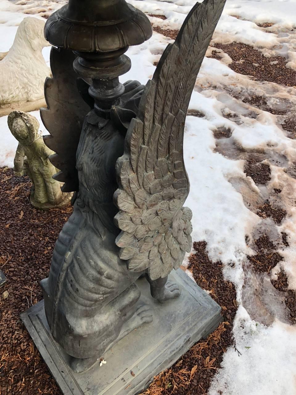 Impressive Bronze Garden Statue of a Griffin In Excellent Condition In Hopewell, NJ