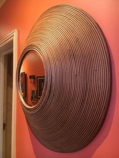 Strikingly Large Impressive Circular Rattan Mirror