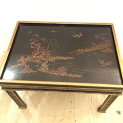 Chinoiserie Style Black and Gold End Table by Drexel Heritage