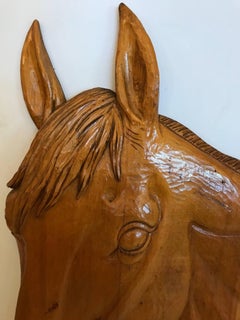 Equestrian Lover's Hand-Carved Wooden Horse Head
