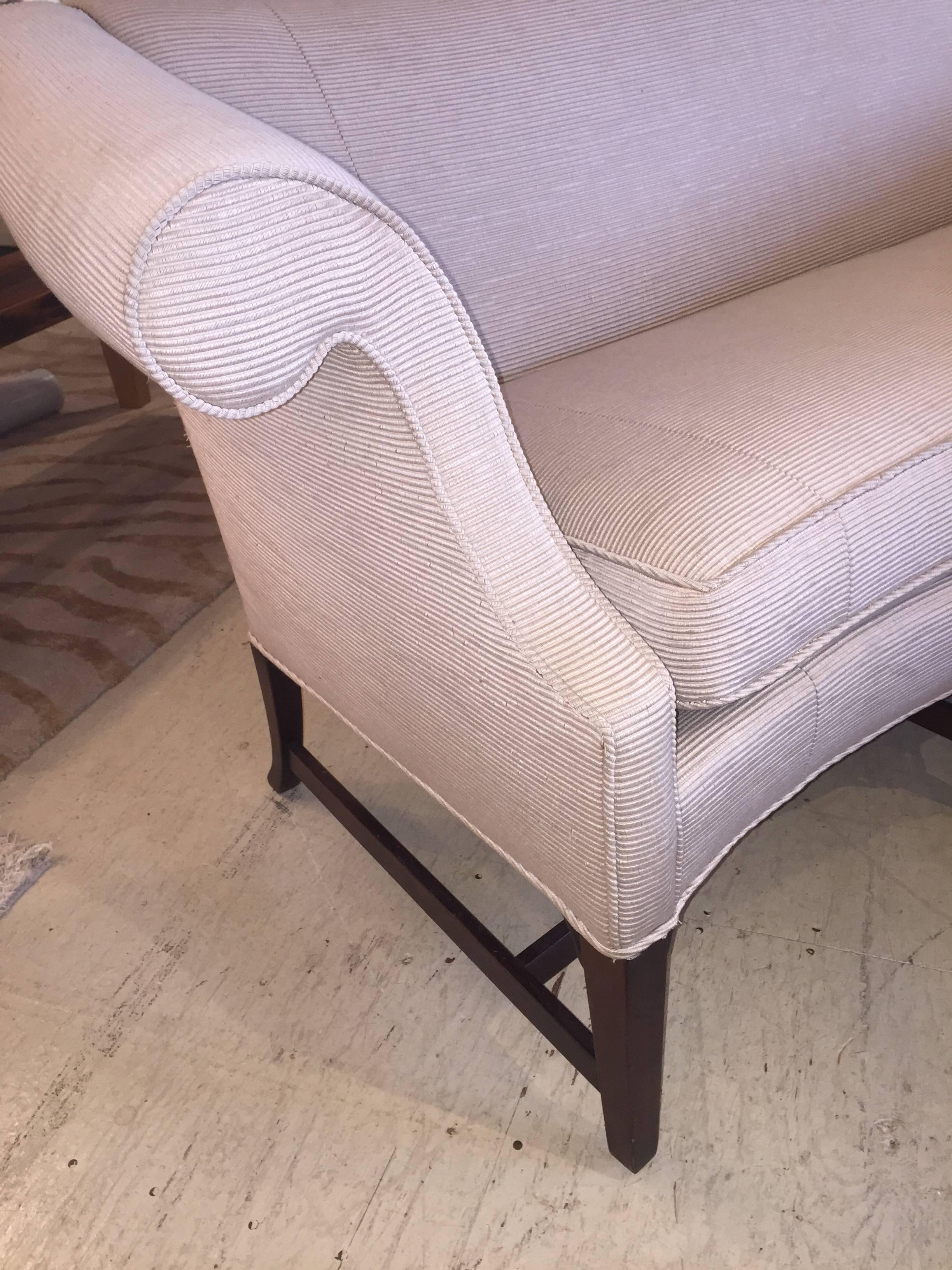 Sophisticated Tailored Camel Back Sofa In Good Condition In Hopewell, NJ