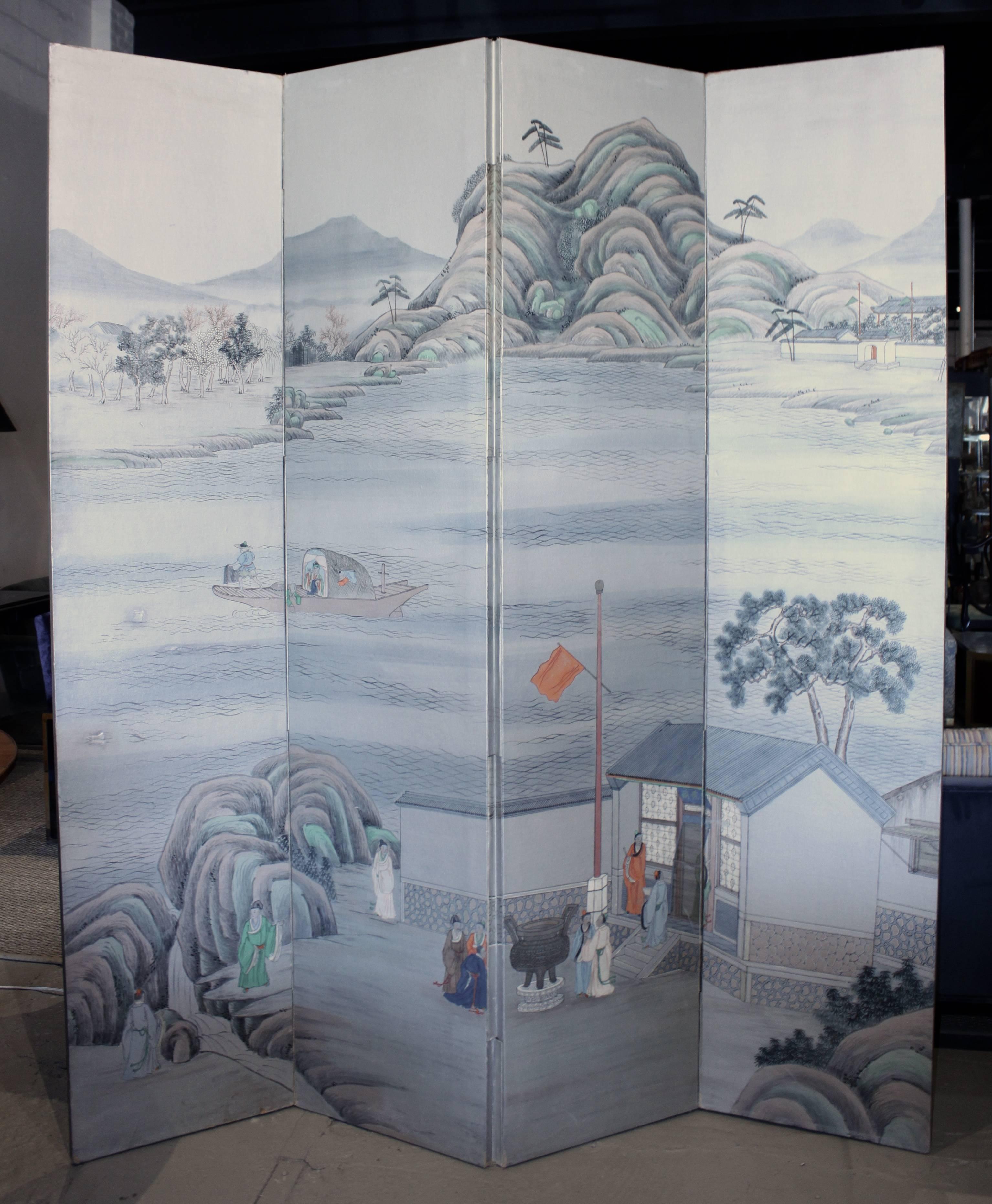 Vintage Hand-Painted Chinese Folding Screens 4