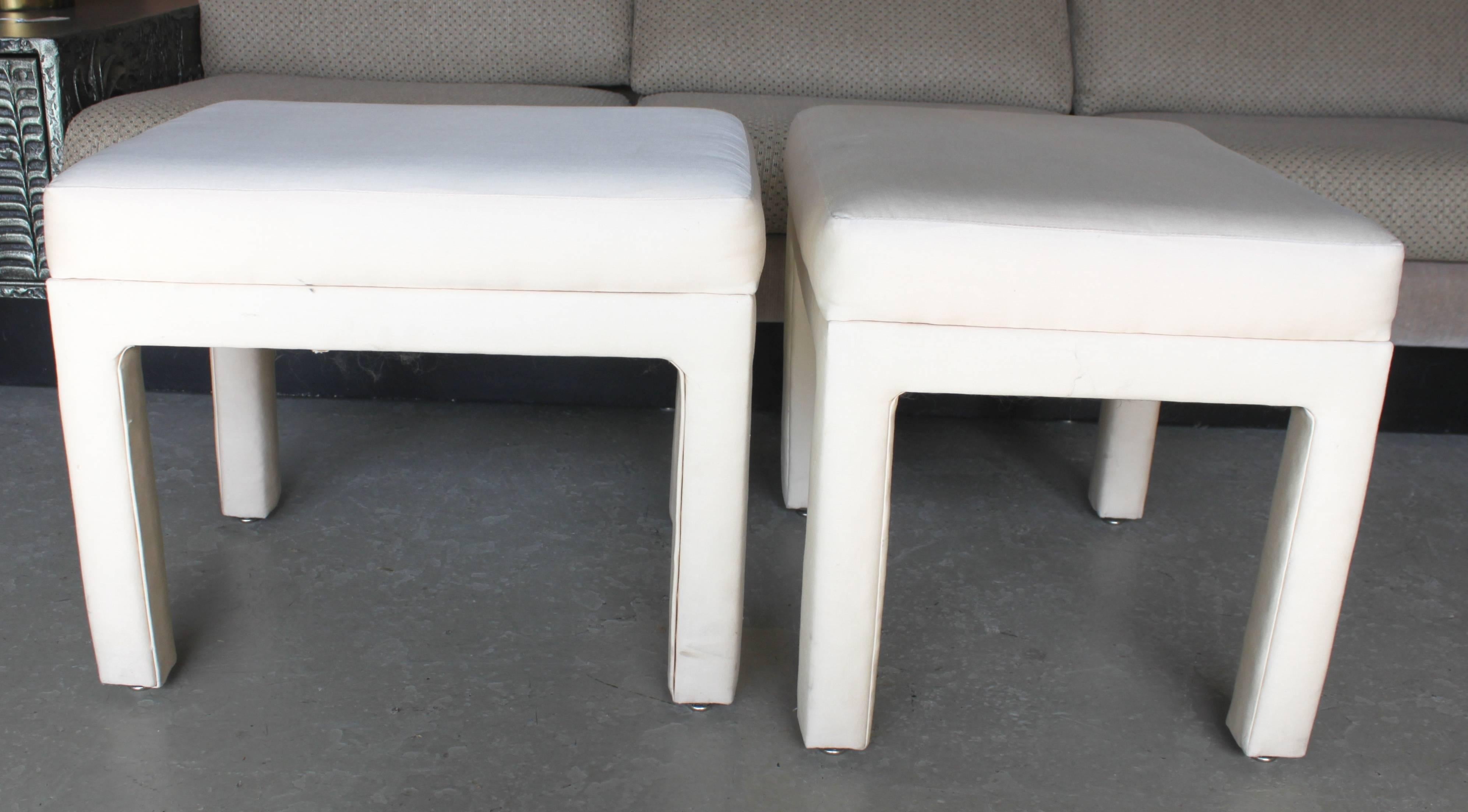 American Pair of Upholstered Stools