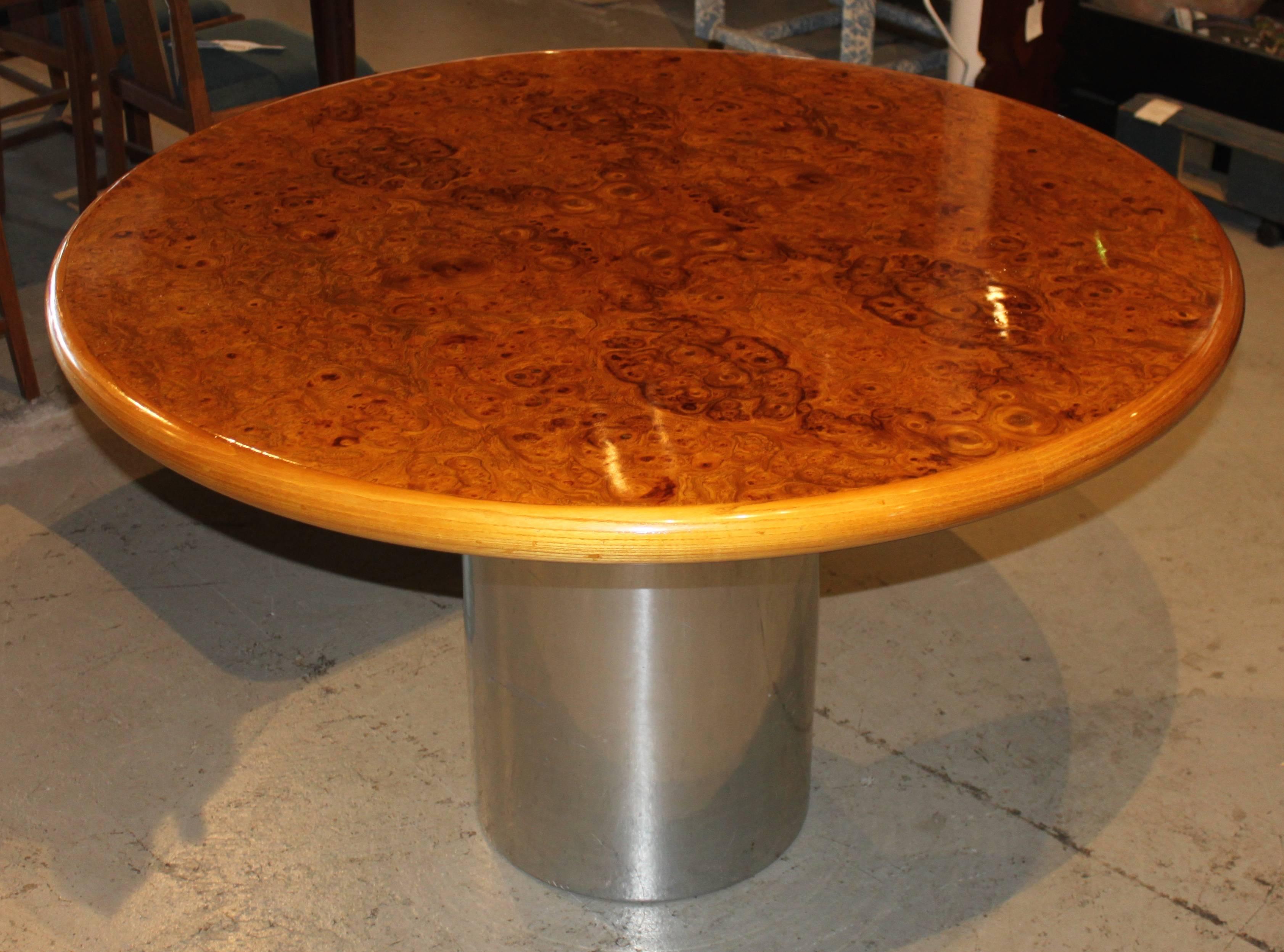 Veneer Gorgeous Burl Wood Center Table Attributed to Milo Baughman