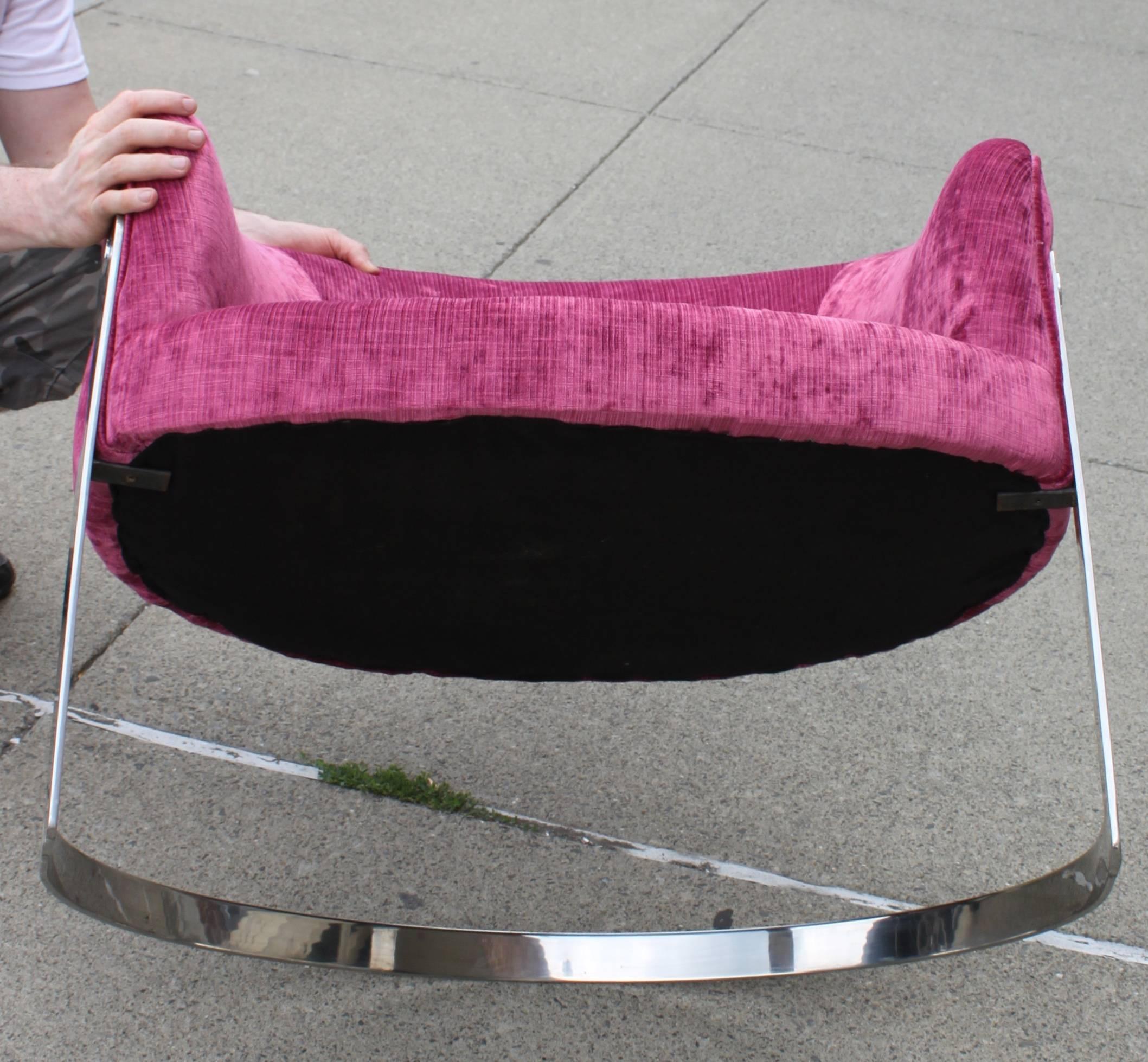 Milo Baughman Chrome Barrel Lounge Chair For Sale 3