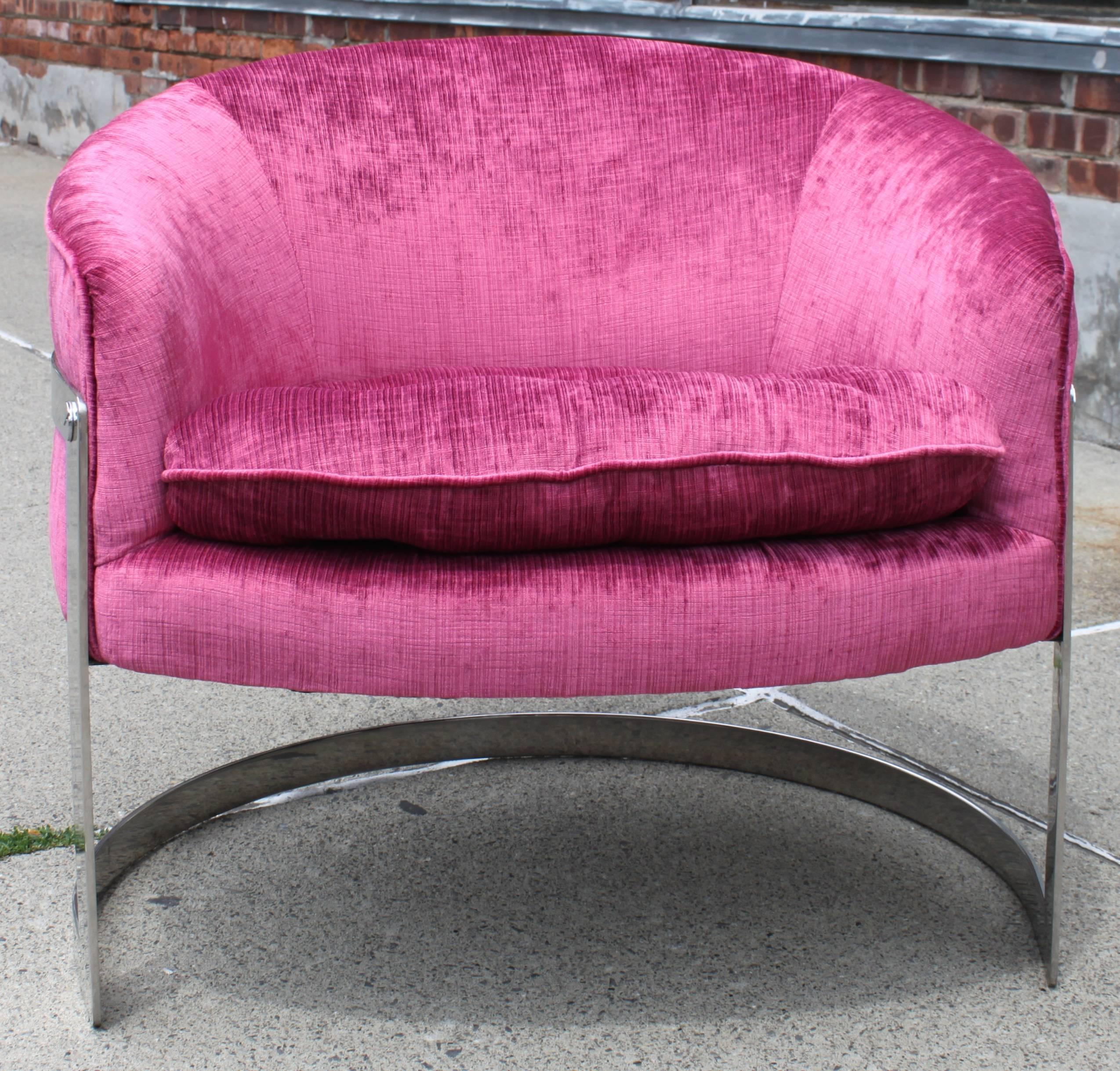 Modern Milo Baughman Chrome Barrel Lounge Chair For Sale