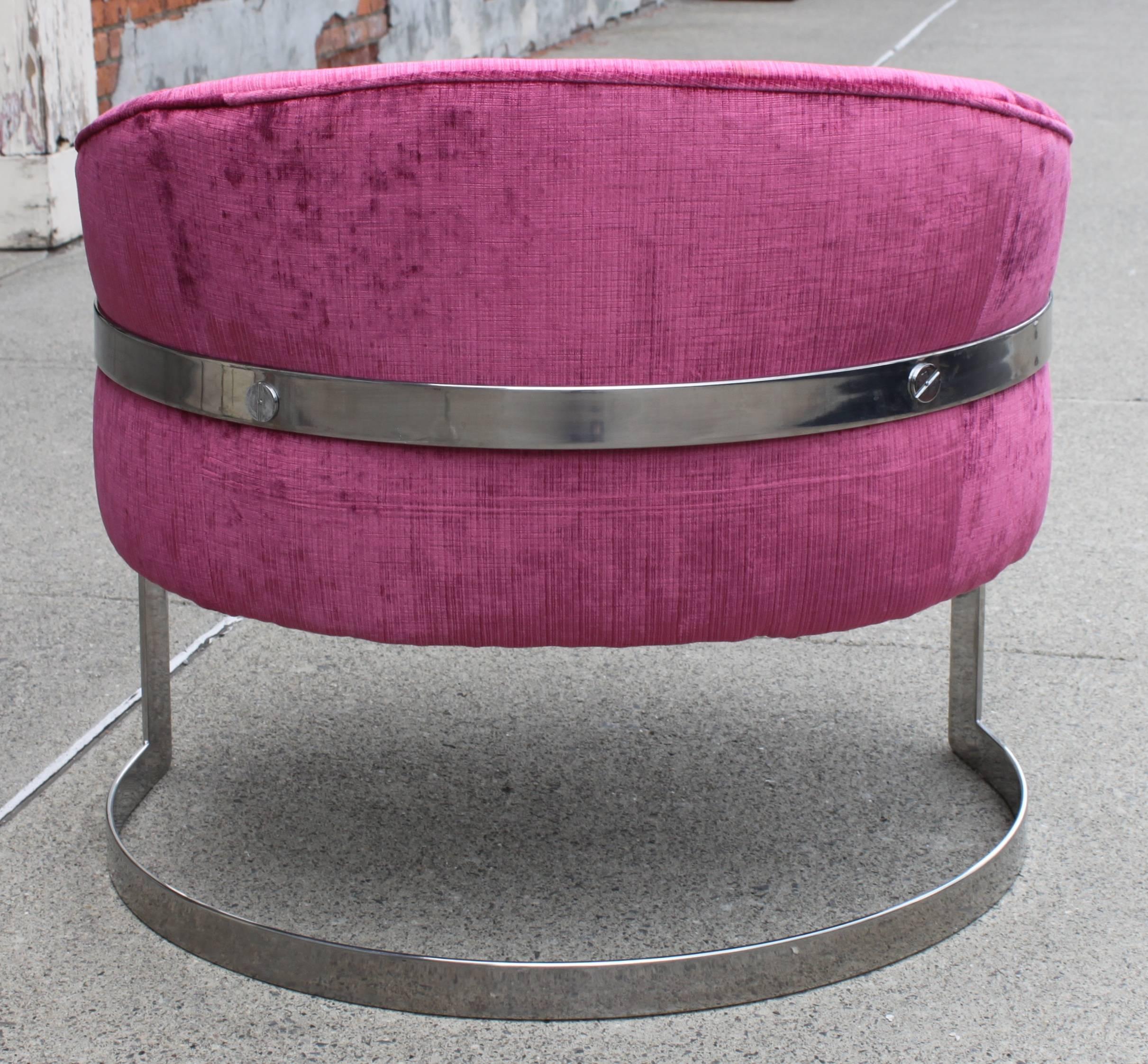 Milo Baughman Chrome Barrel Lounge Chair For Sale 2