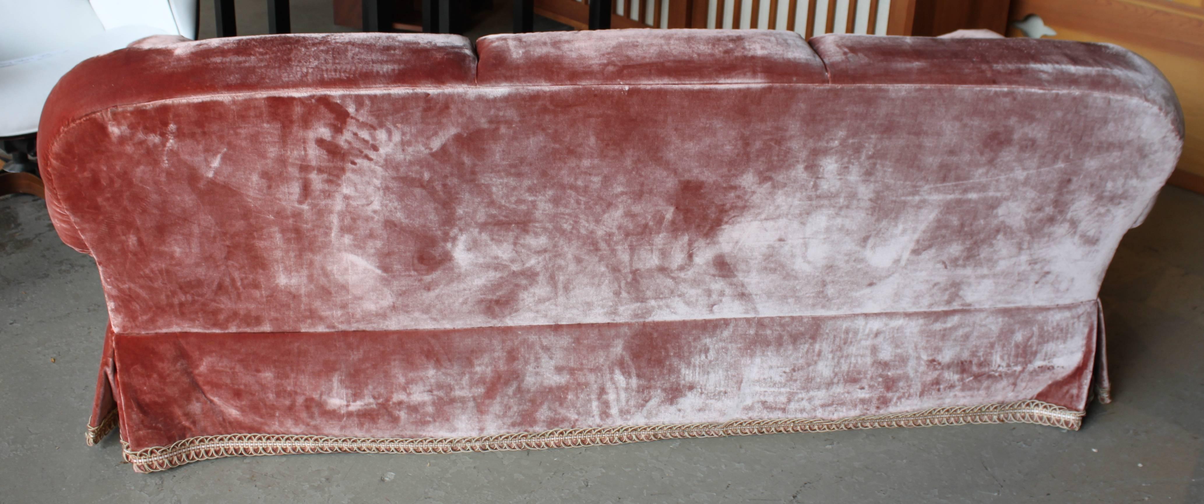 20th Century Vintage Silk Velvet Decorator Sofa