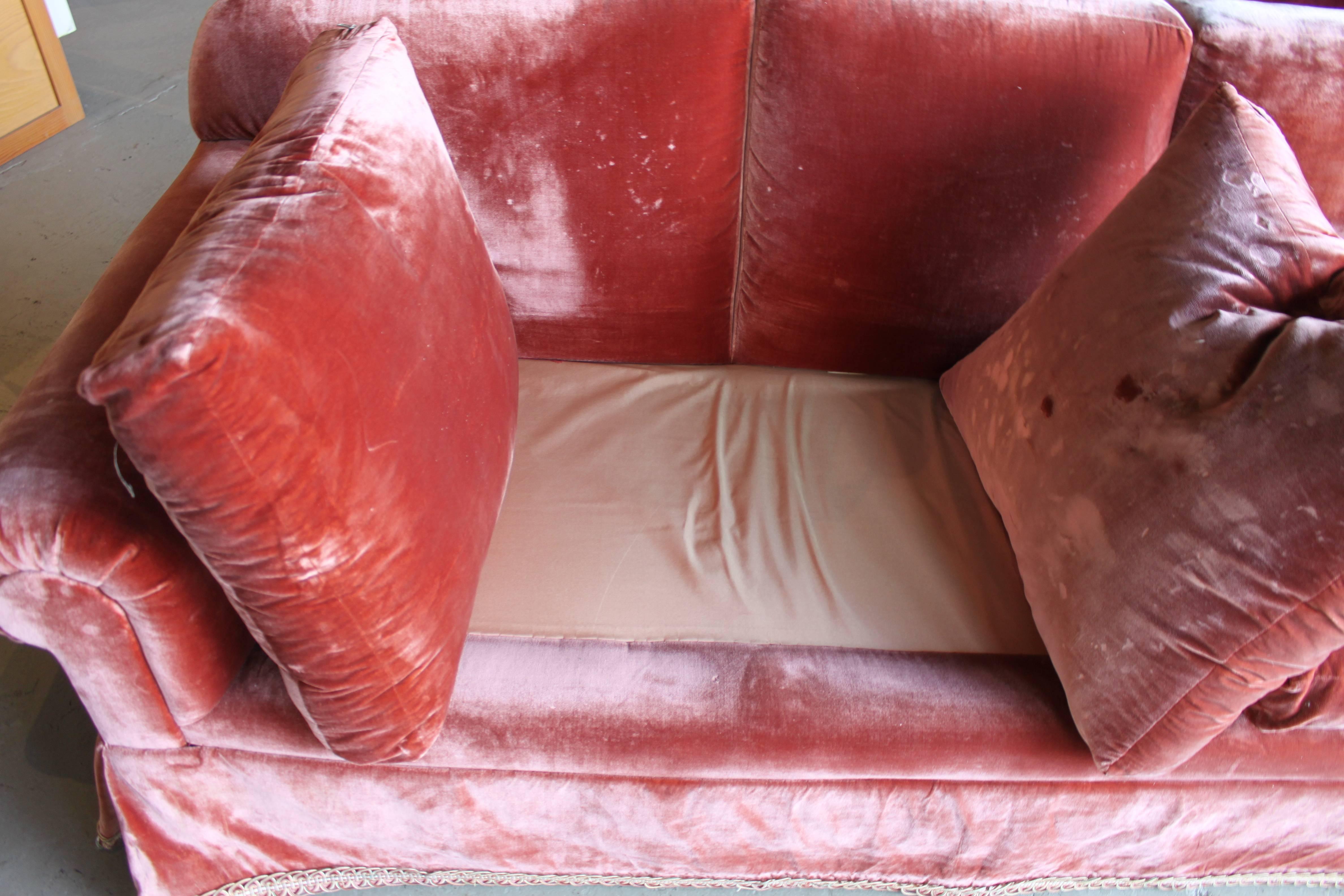 Vintage Silk Velvet Decorator Sofa 1