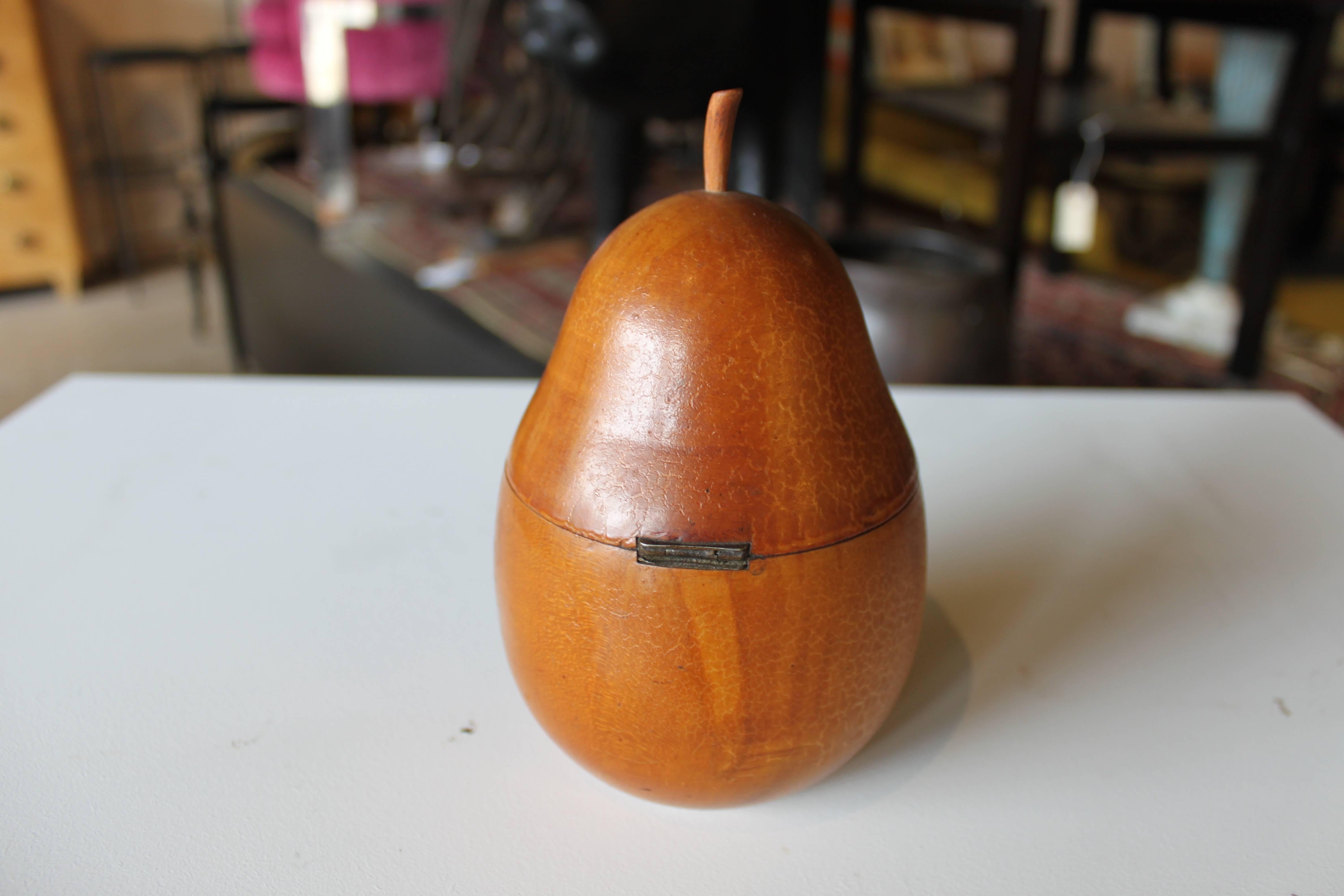 Late 18th century Georgian fruitwood pear form tea caddy.