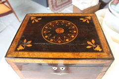 Antique American Inlaid Rosewood Jewel Sewing Box