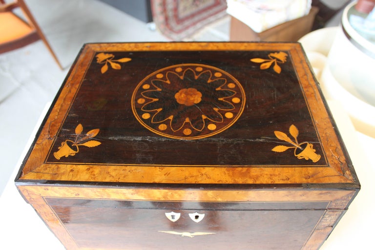 Antique American Inlaid Rosewood Jewel Sewing Box For Sale at 1stDibs