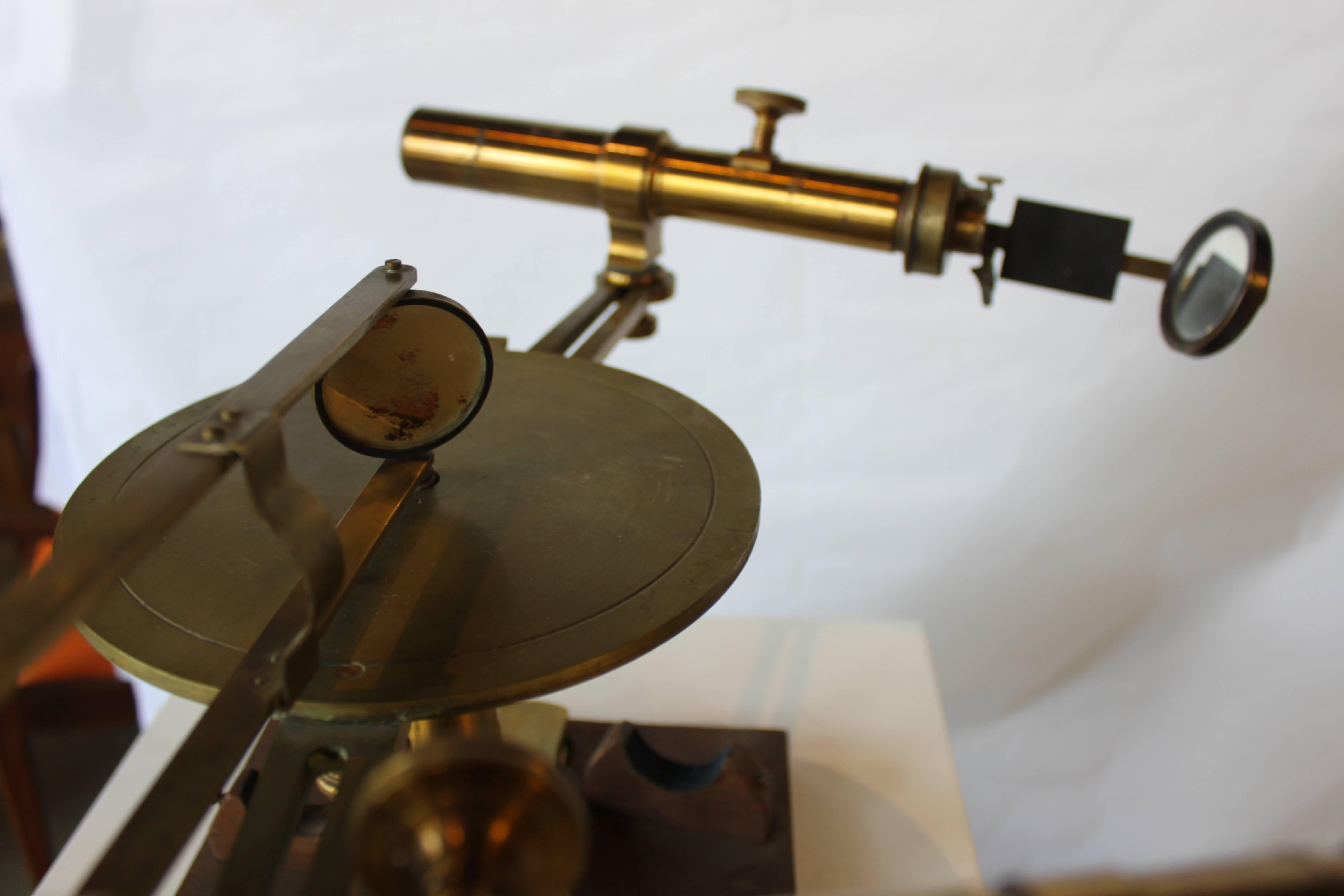 Double horizontal microscope on goniometer stand with case by Hall & Benjamin, NY. circa 1880. Ex. Elli Buk Museum Collection, NYC.