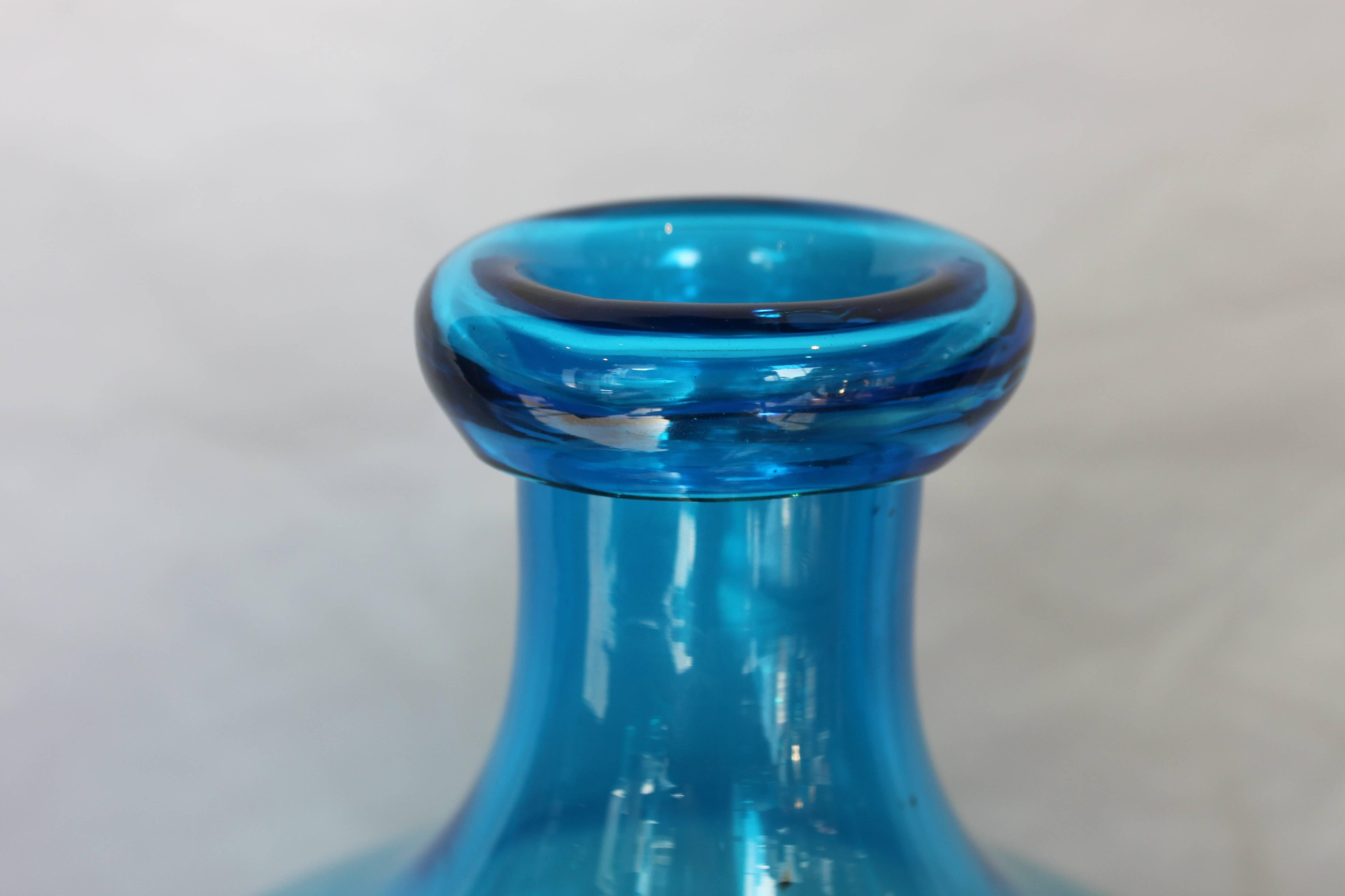 Mid-Century Modern Blown Blue Art Glass