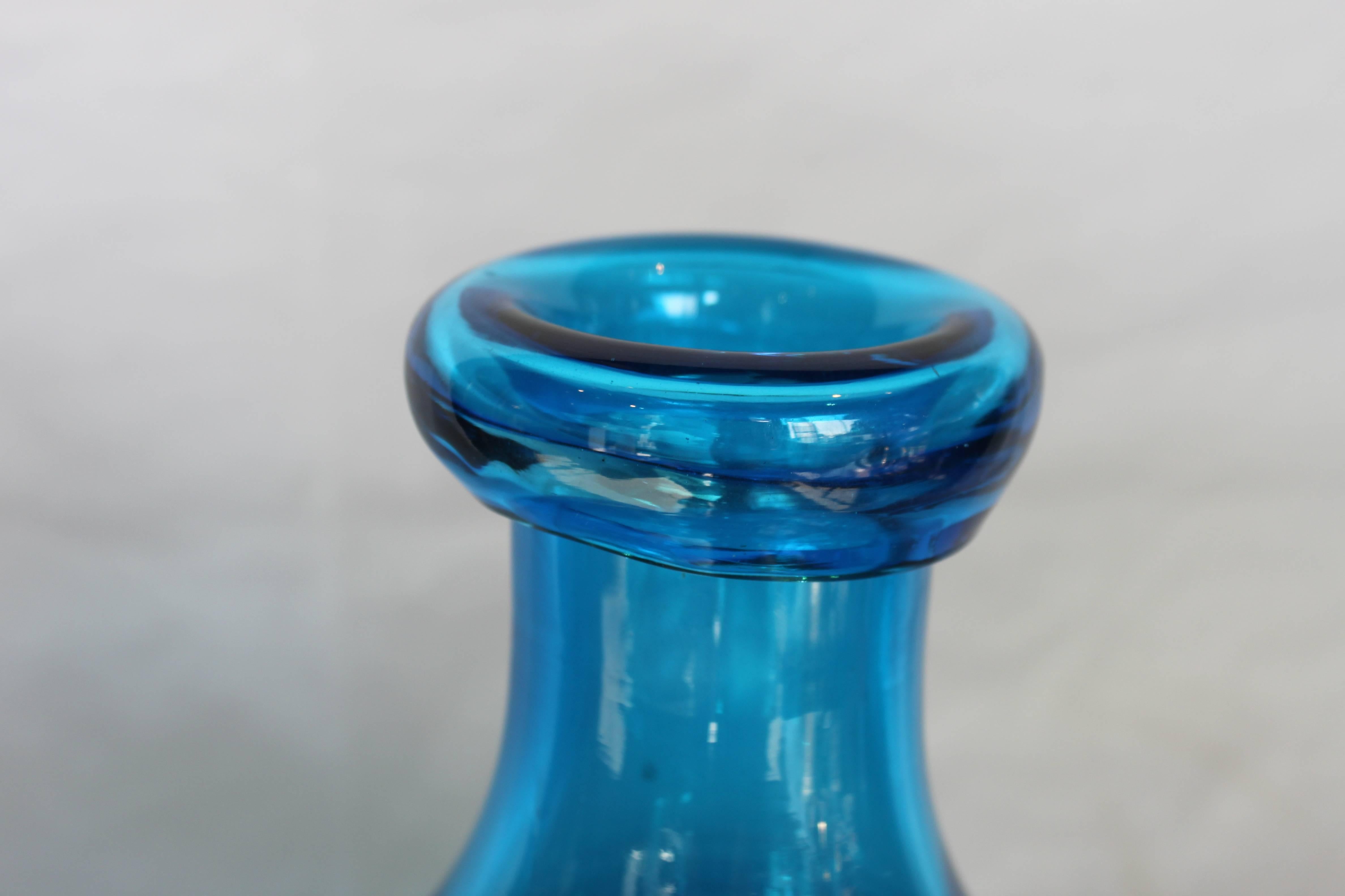 American Blown Blue Art Glass