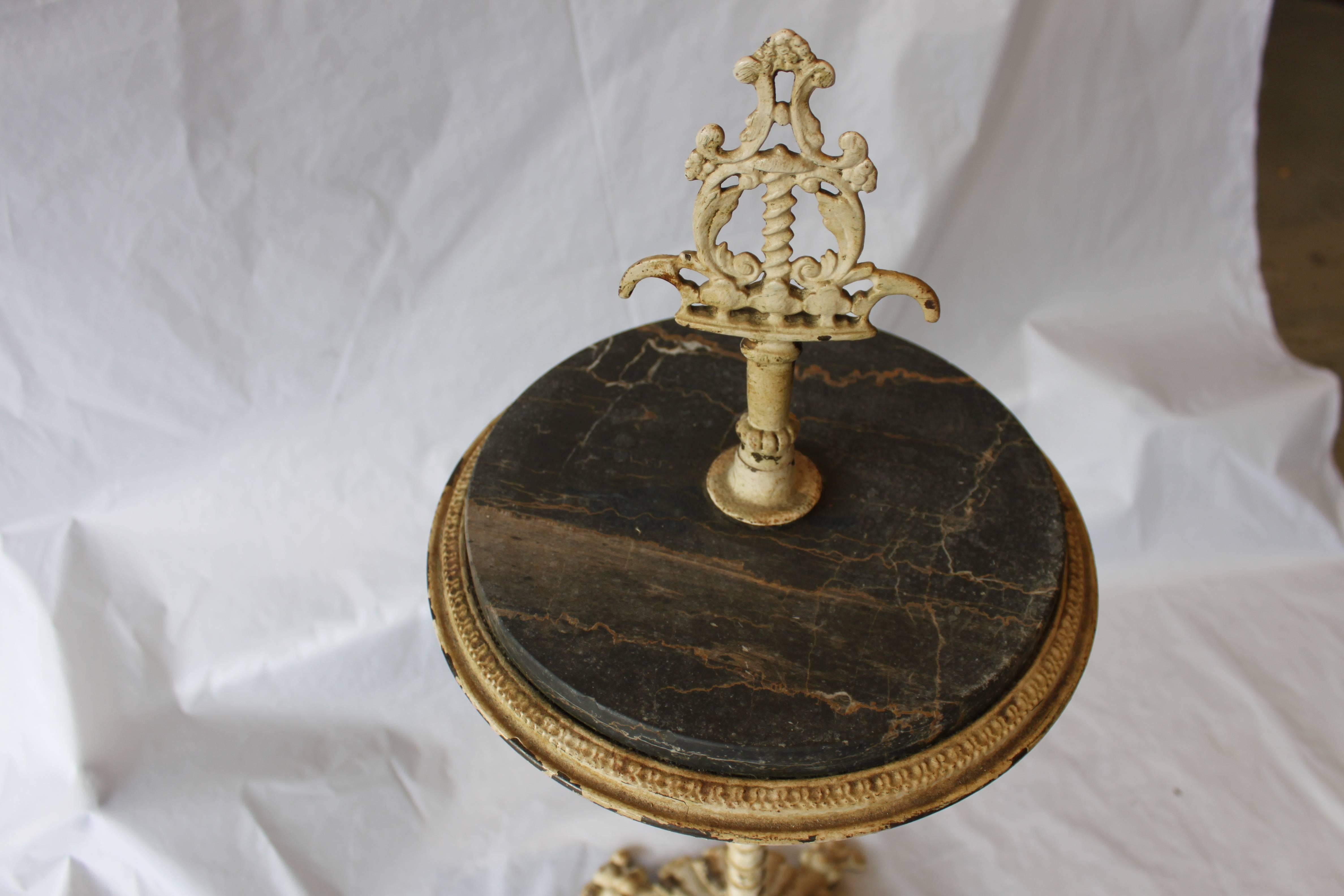 American Antique Iron and Marble Stand