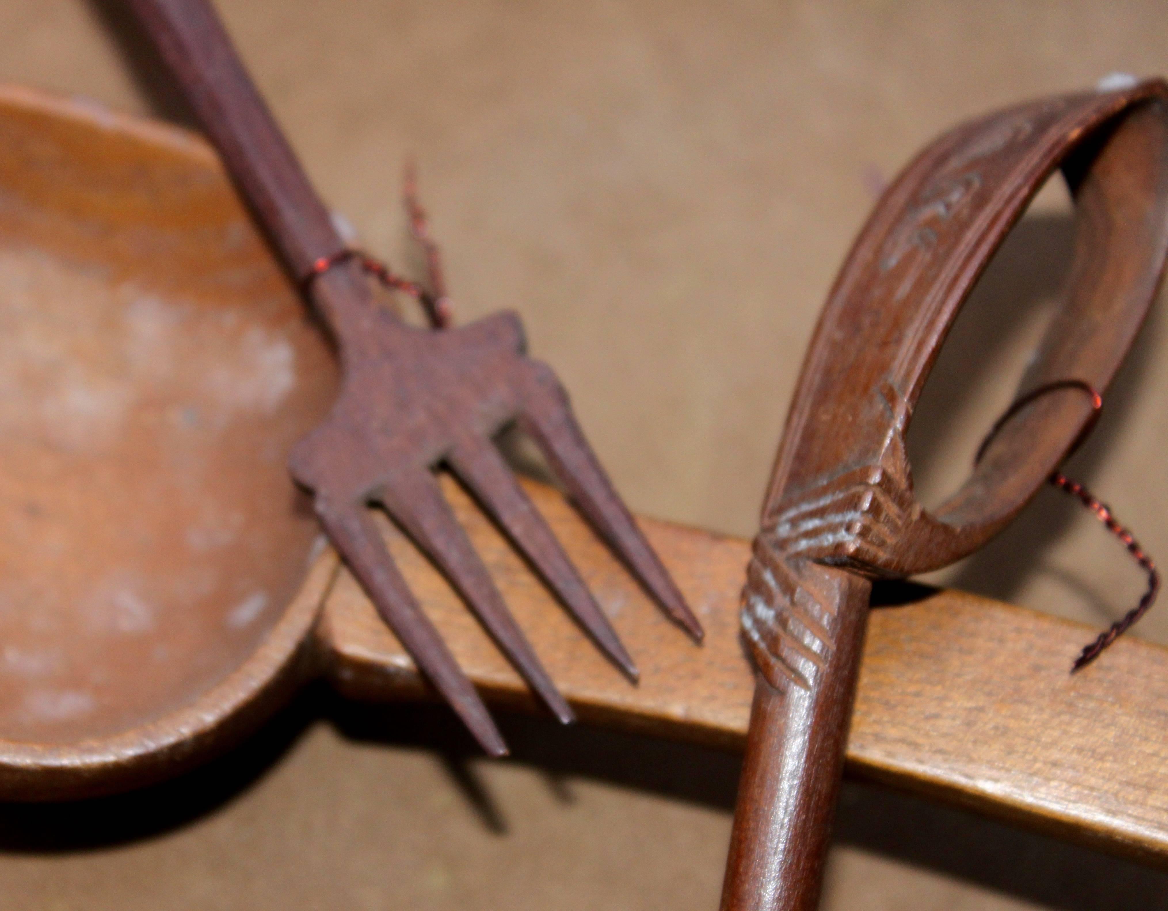 Eclectic Collection of 18th and 19th Century Treenware Spoons For Sale 2
