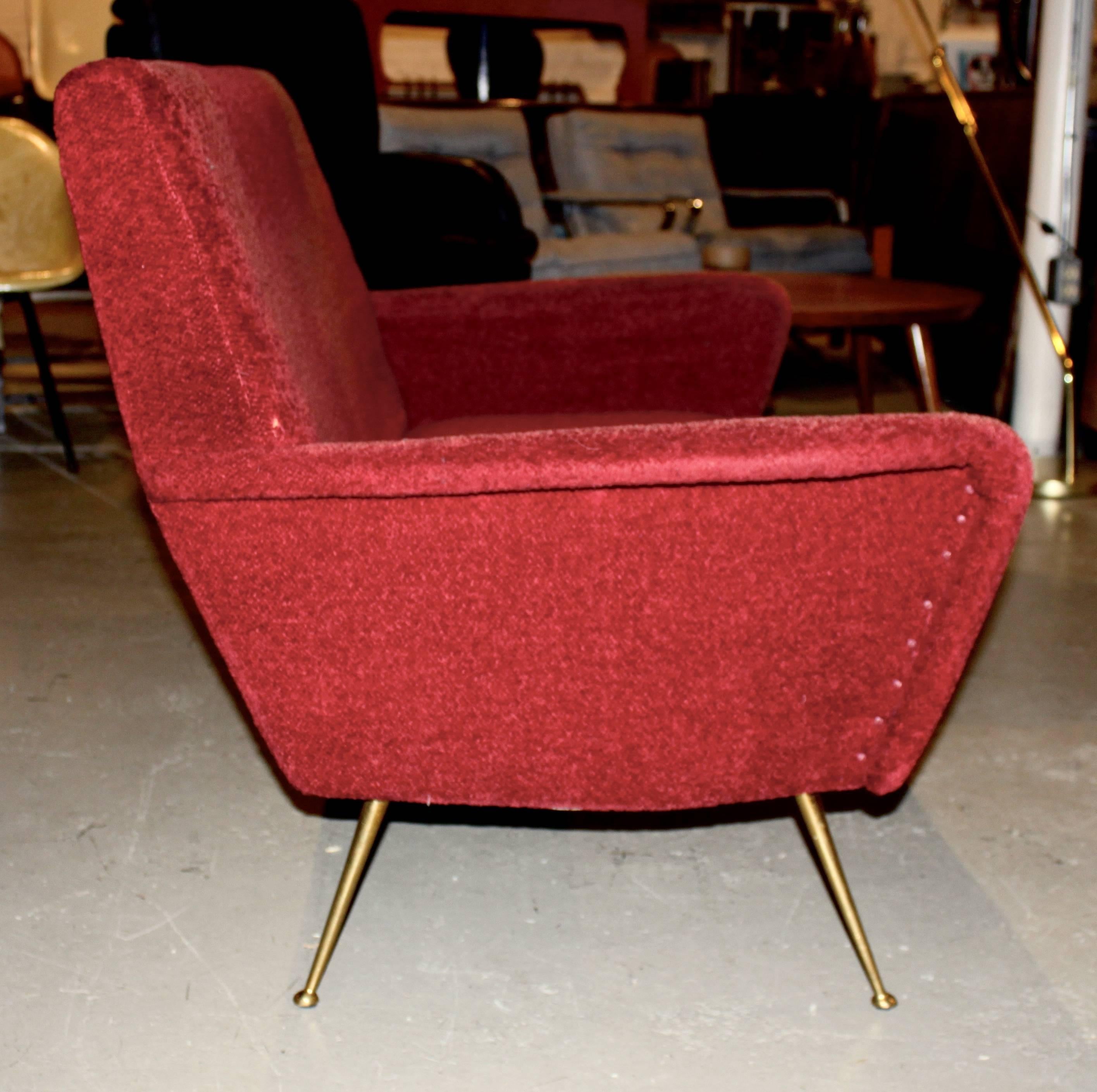 Brass Italian Mid-Century Modern Settee Sofa