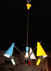 Mid-Century Modern Brass Italian Chandelier