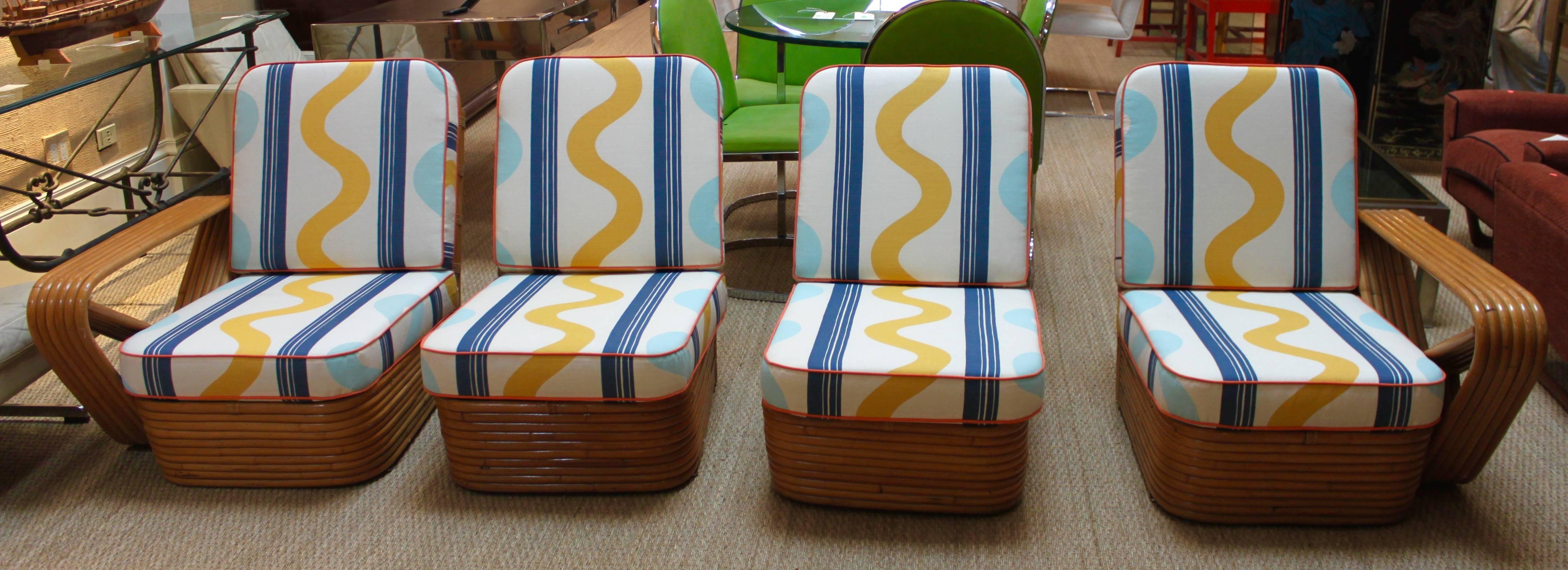 American Rattan Full Living Room Set For Sale