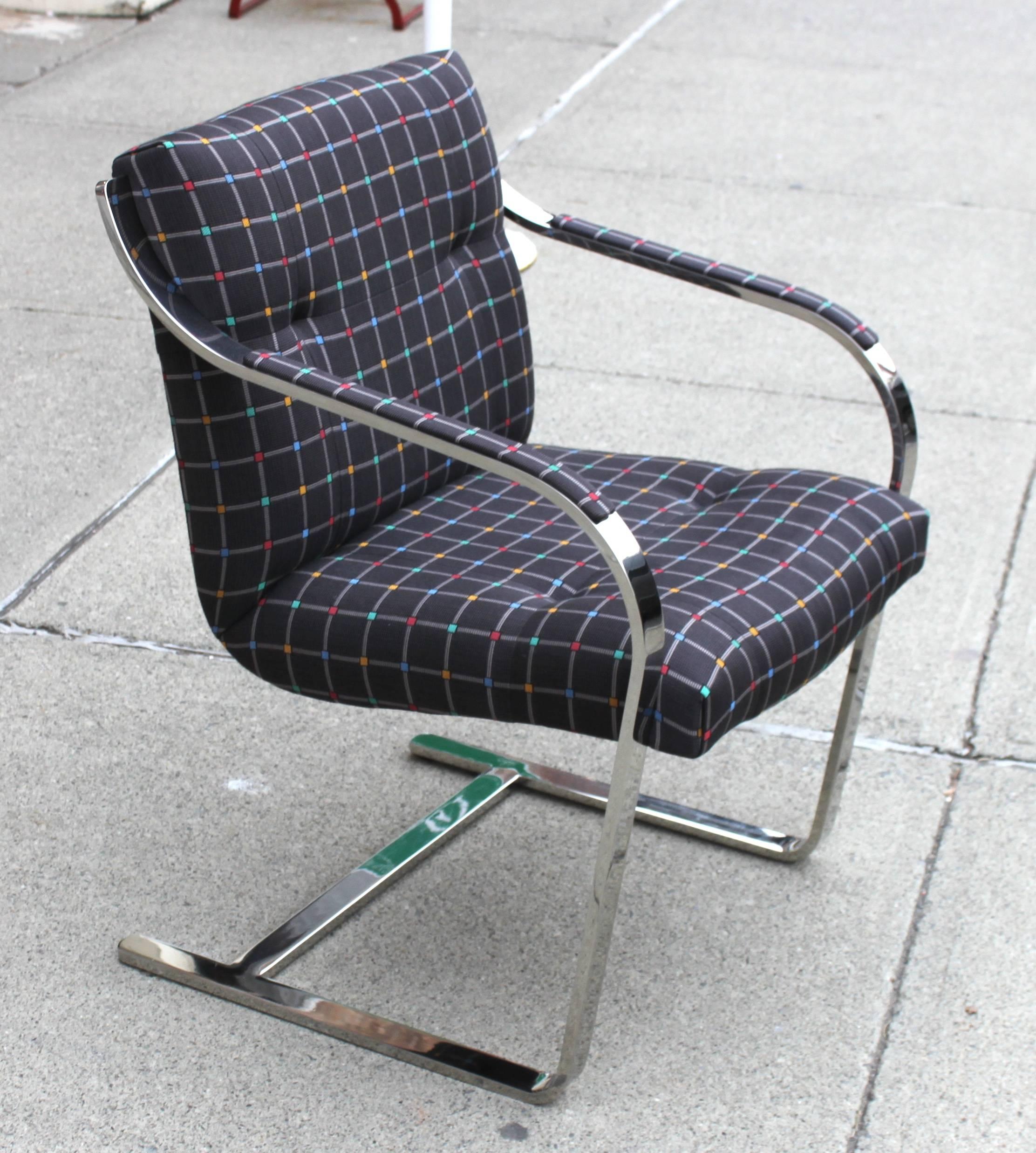 American Polished Stainless Steel Brueton Chairs- 8 Available For Sale