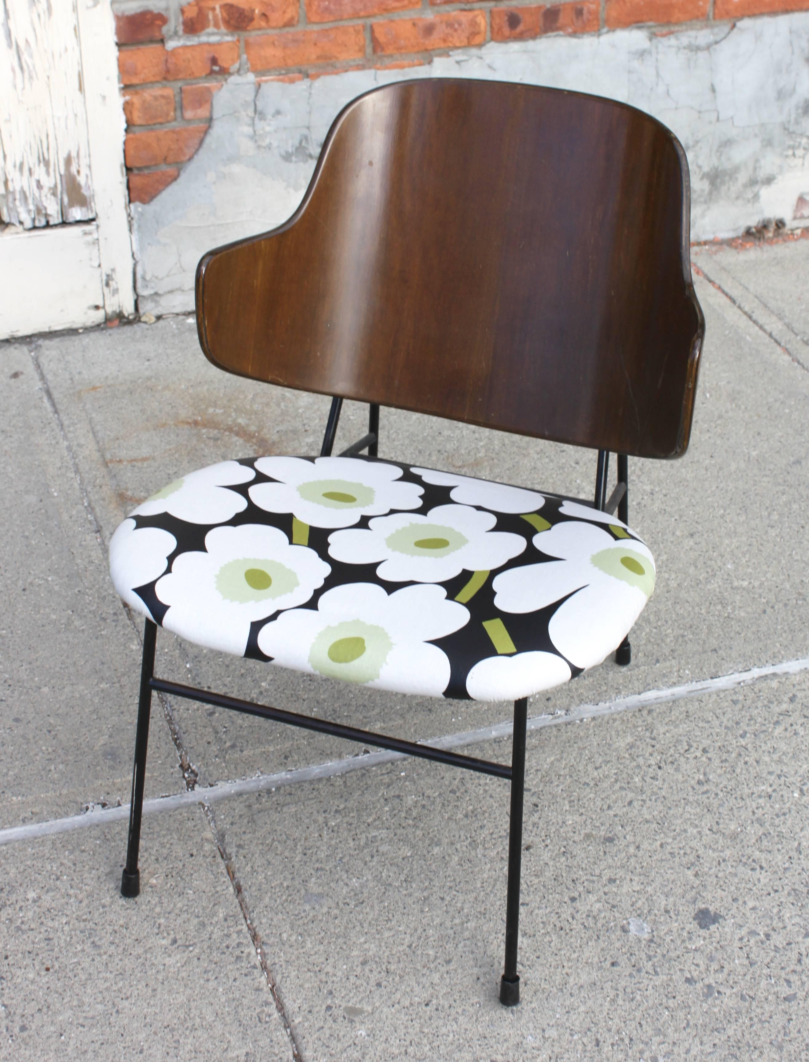 Mid-20th Century Ib Kofod Larsen 'Penguin' Chair with Marimekko Fabric For Sale