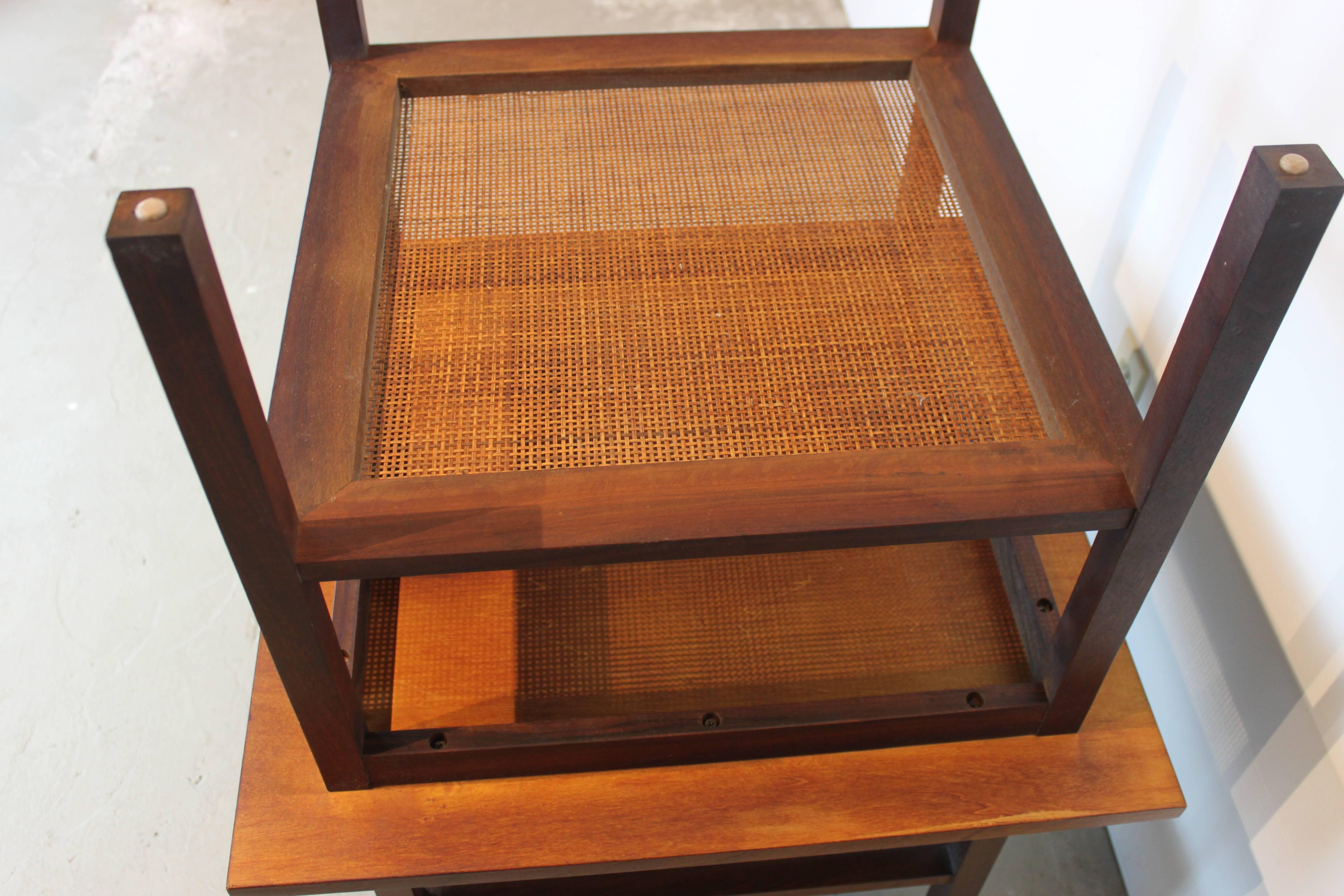 Pair of Mid-Century Modern Walnut Rosewood End Tables For Sale 5