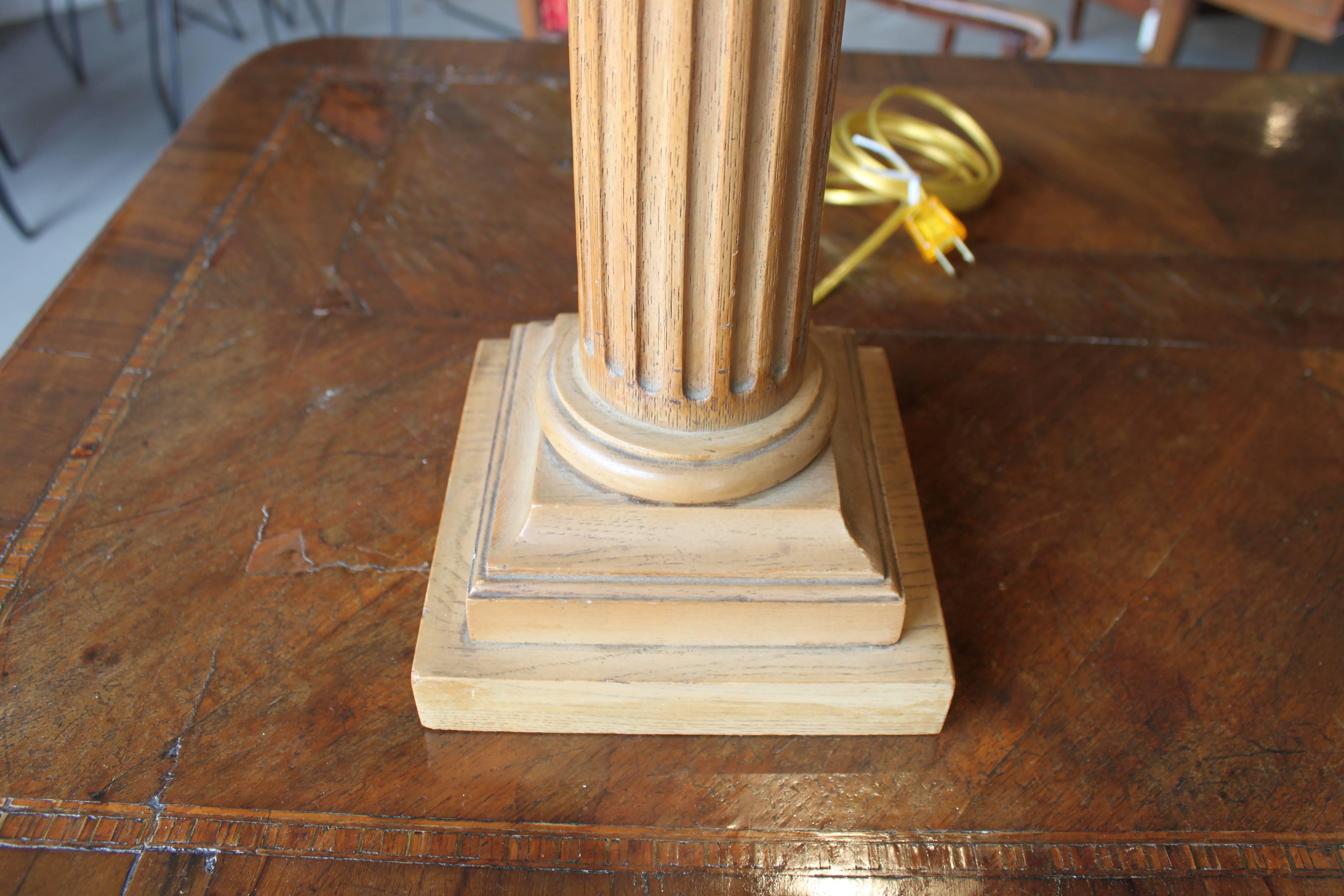 Carved Neoclassical Ionian Column Table Lamp For Sale