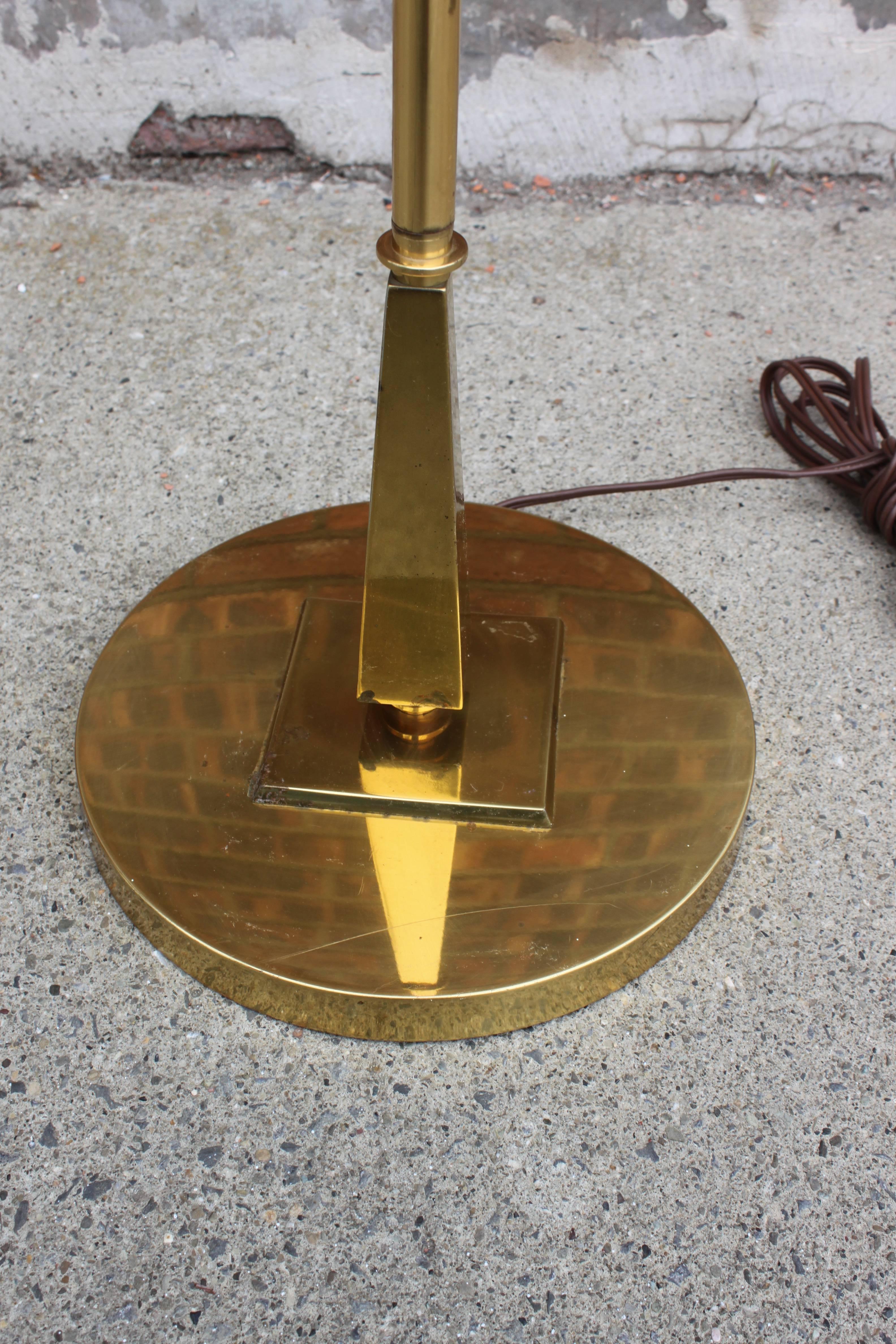 American Mid-Century Modern Brass Floor Lamp For Sale