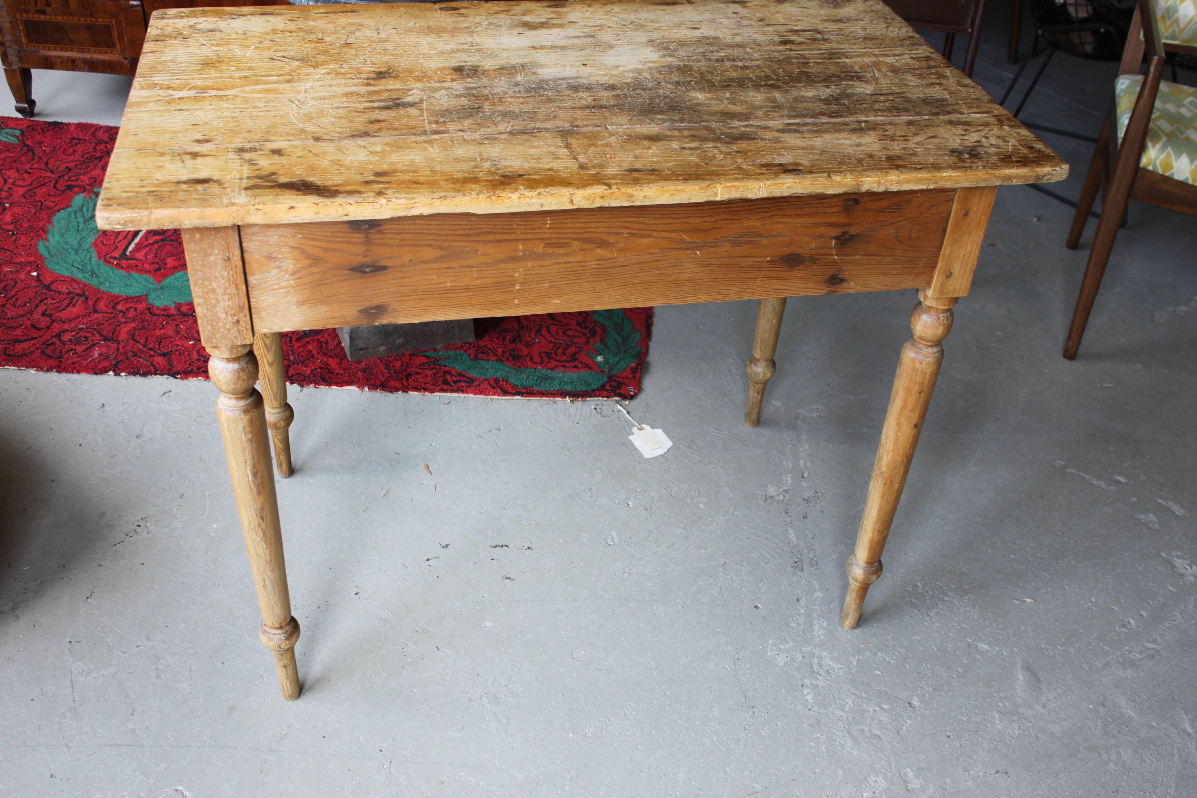 Antique Scrubbed Top Country Table Desk 2