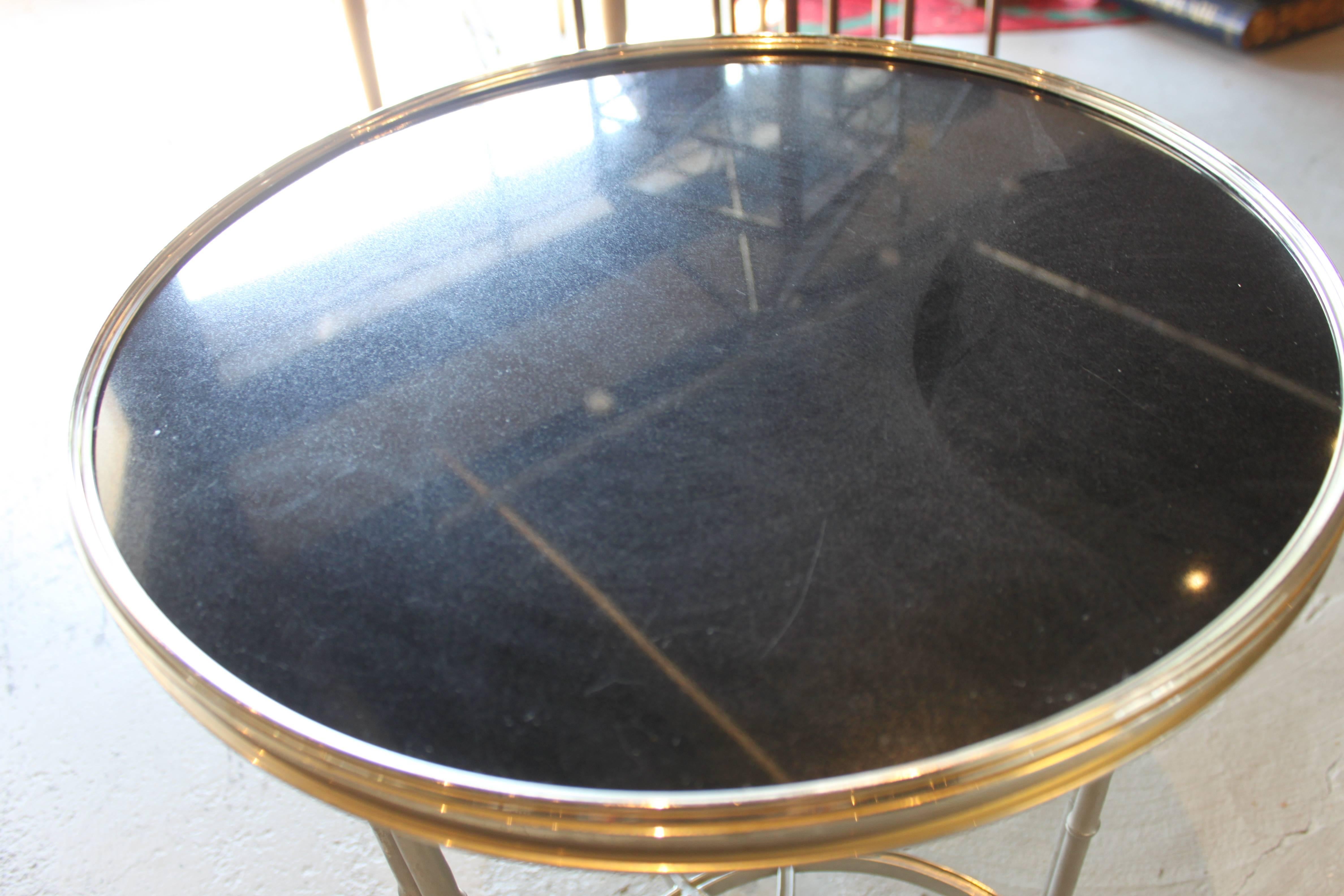 Bronze Stone Top Gueridon Table For Sale