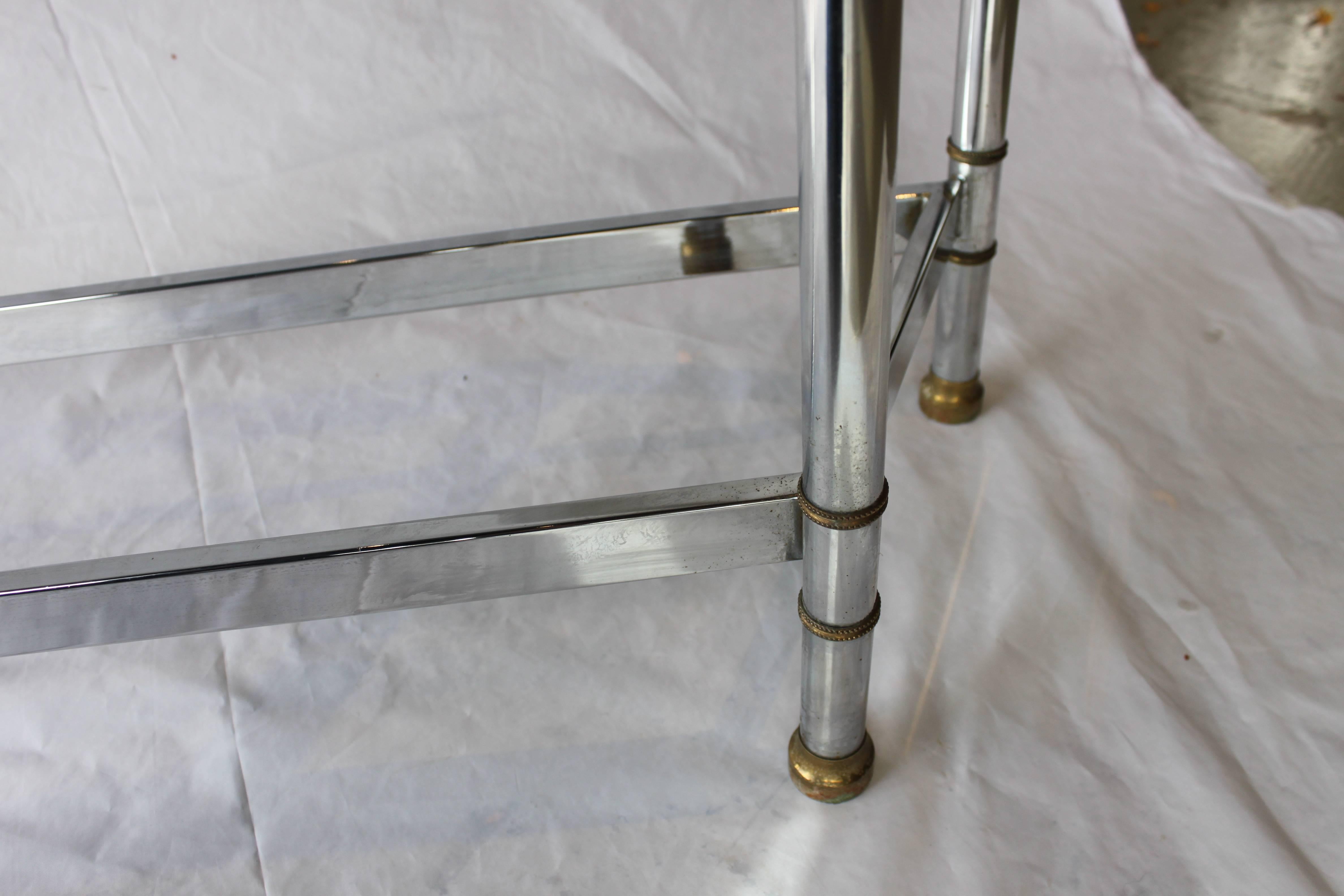 Late 20th Century Chrome and Brass Modern Console For Sale