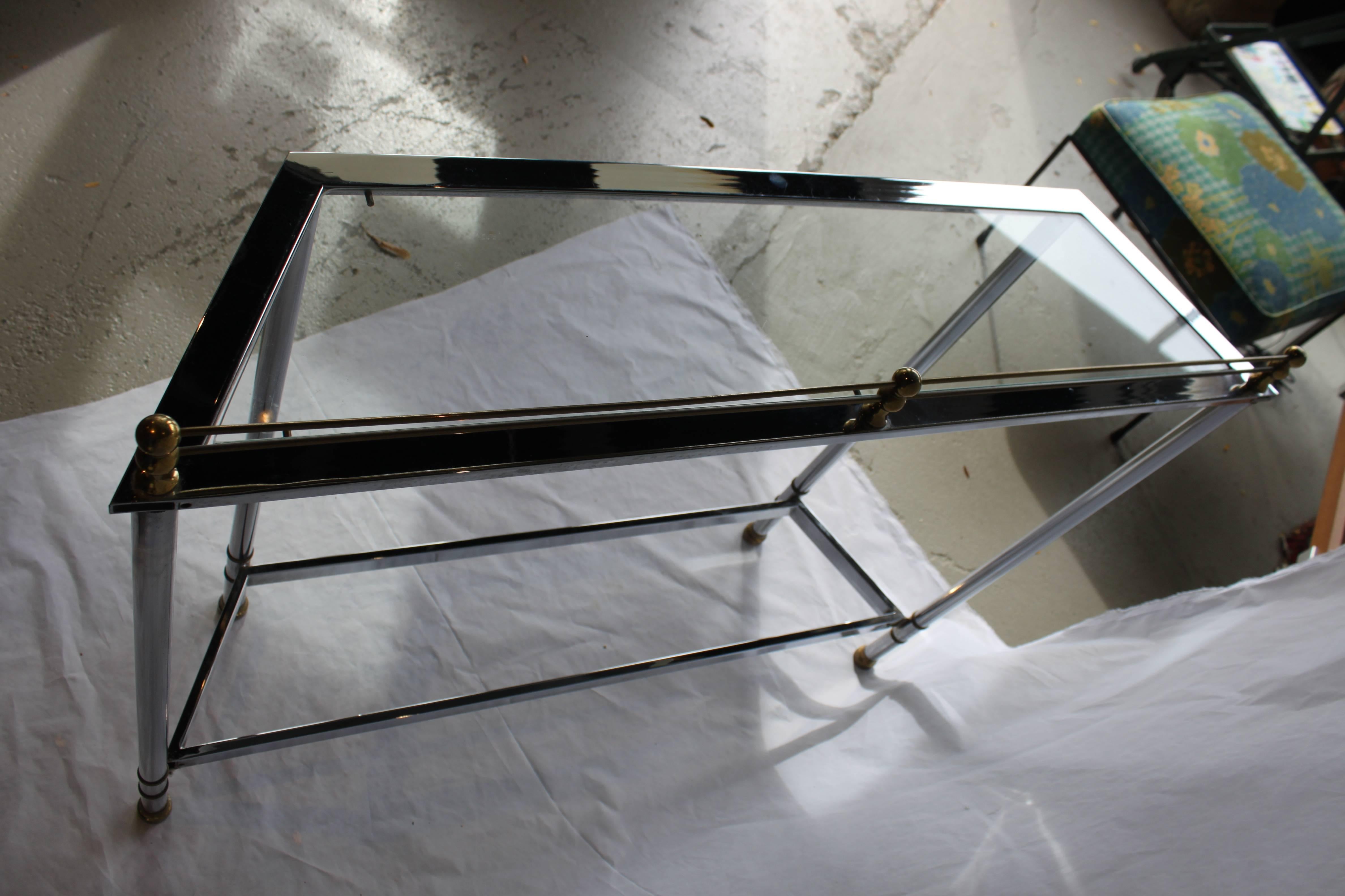 Chrome and Brass Modern Console For Sale 3