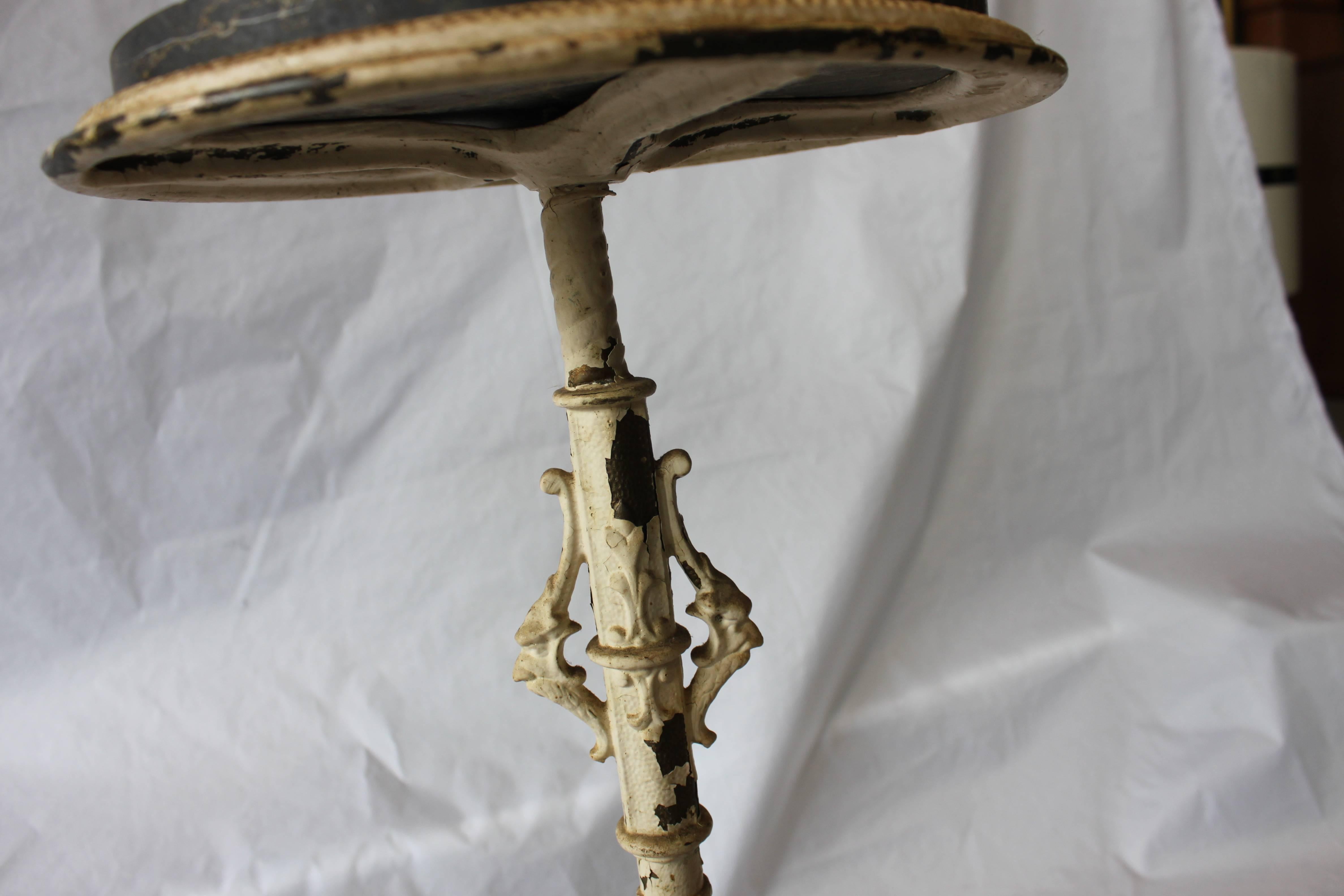Antique Iron and Marble Stand In Good Condition In Hudson, NY