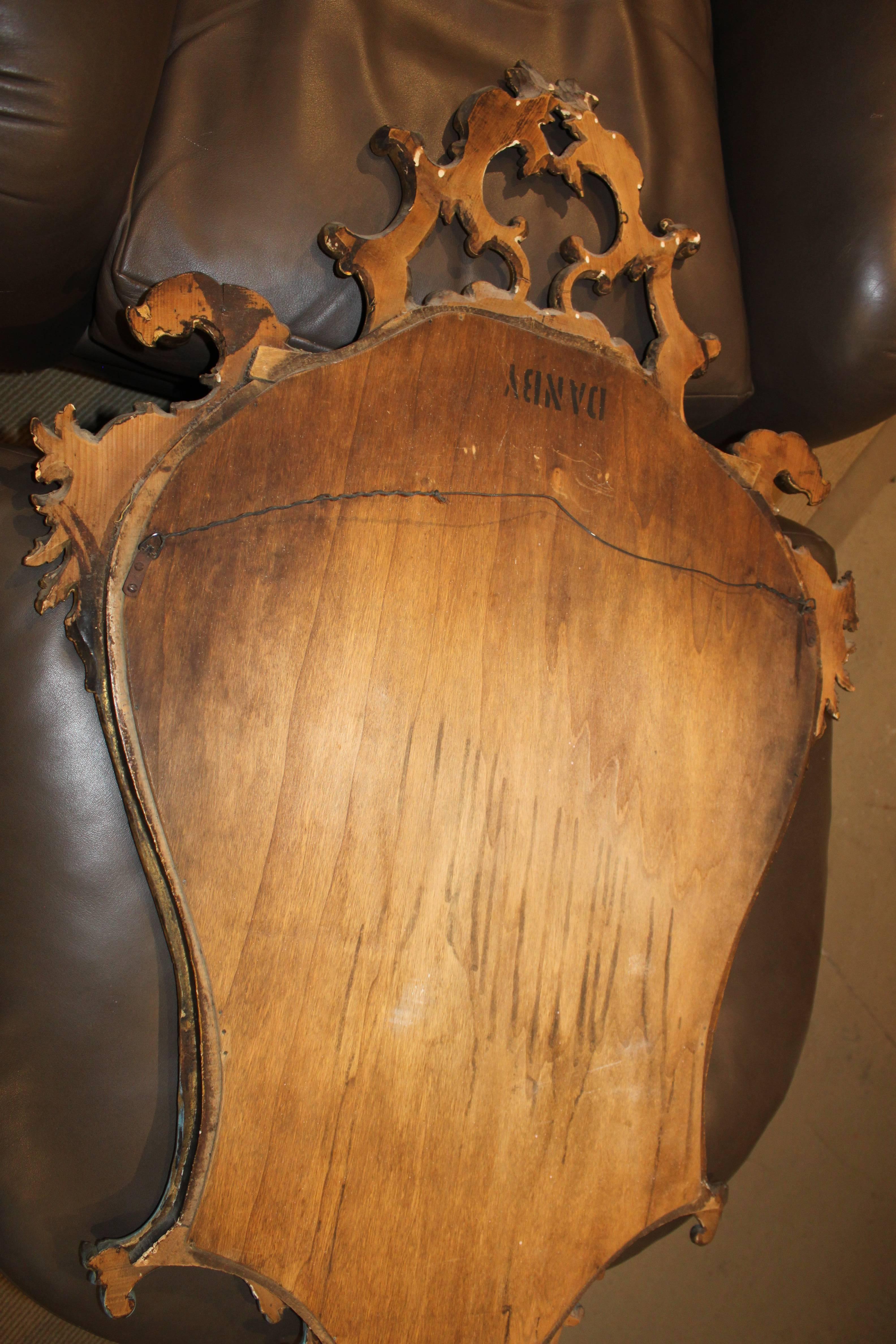Hollywood Regency Carved Wood Mirror For Sale 1