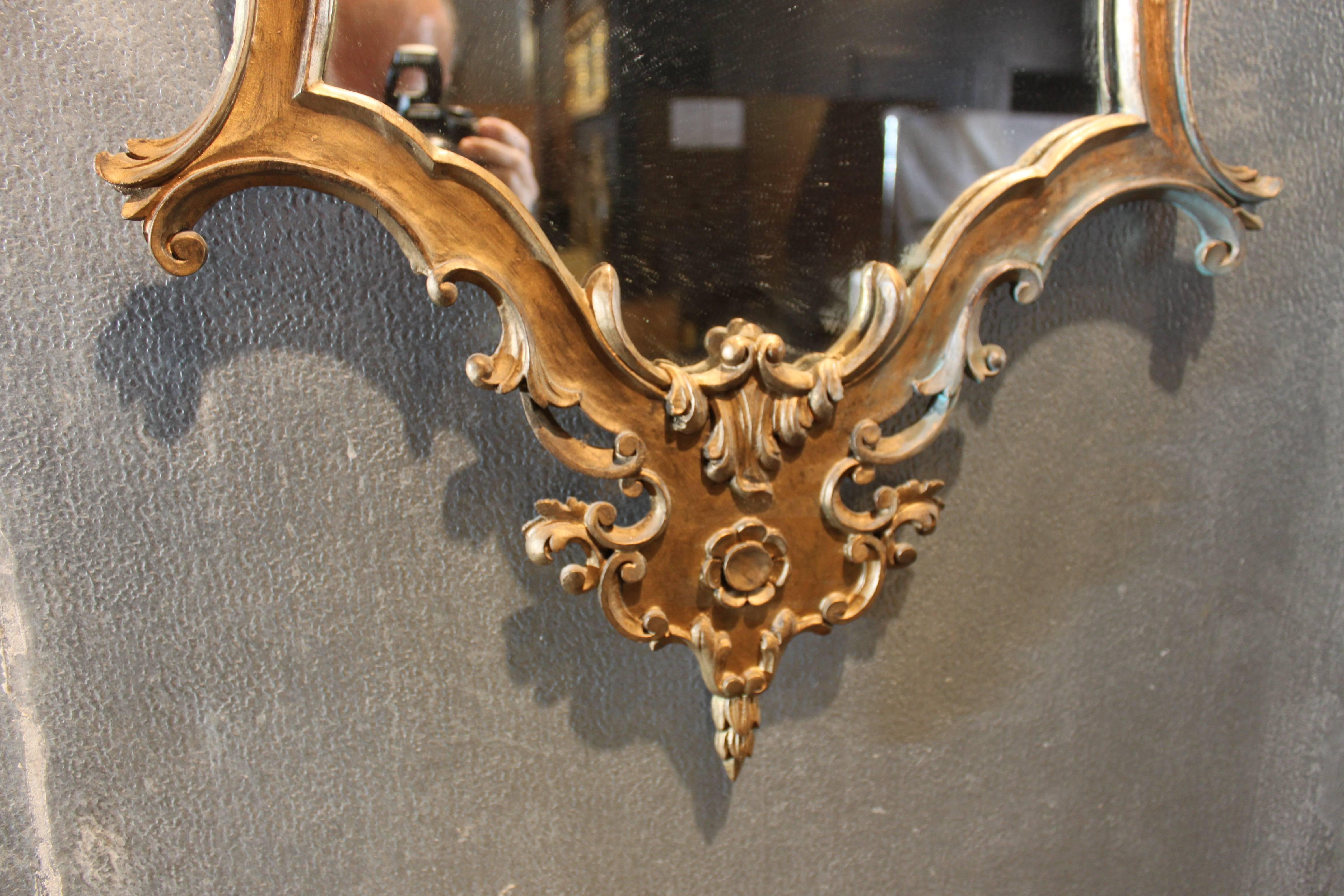 American Hollywood Regency Carved Wood Mirror For Sale