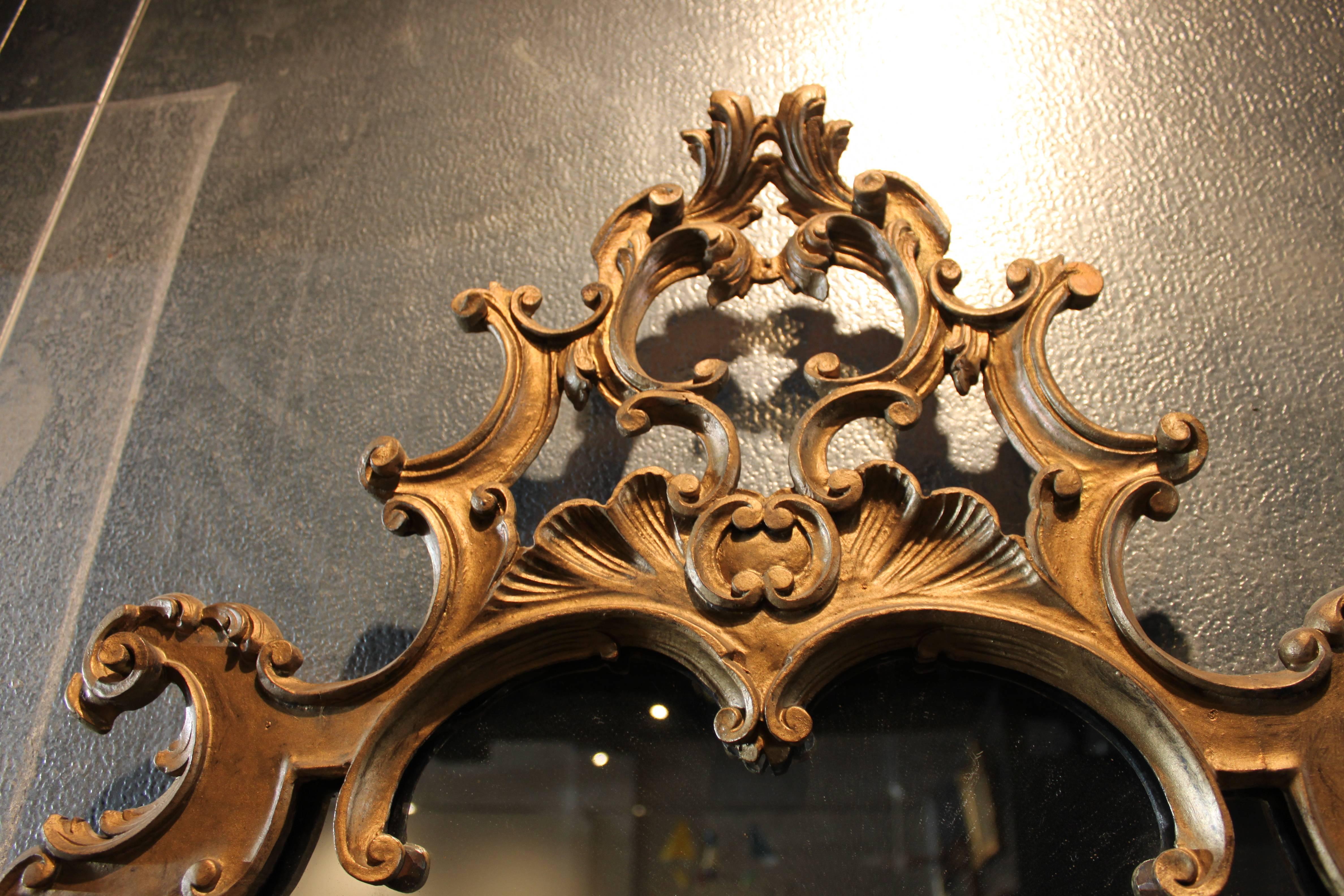 20th Century Hollywood Regency Carved Wood Mirror For Sale