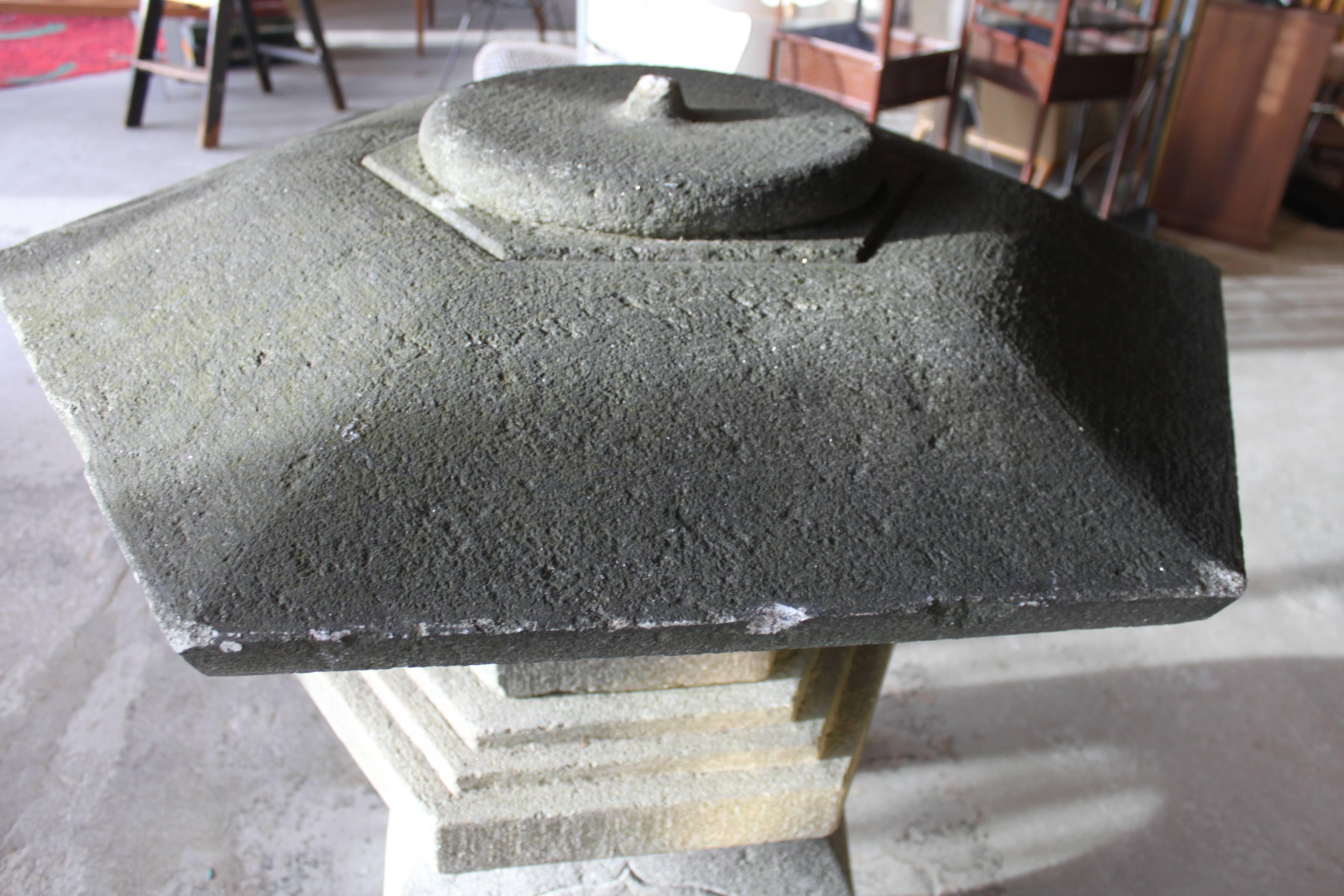 Japanese Hand-Carved Stone Lantern In Good Condition For Sale In Hudson, NY