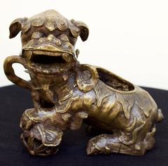 18th Century Bronze Foo Dog Censer