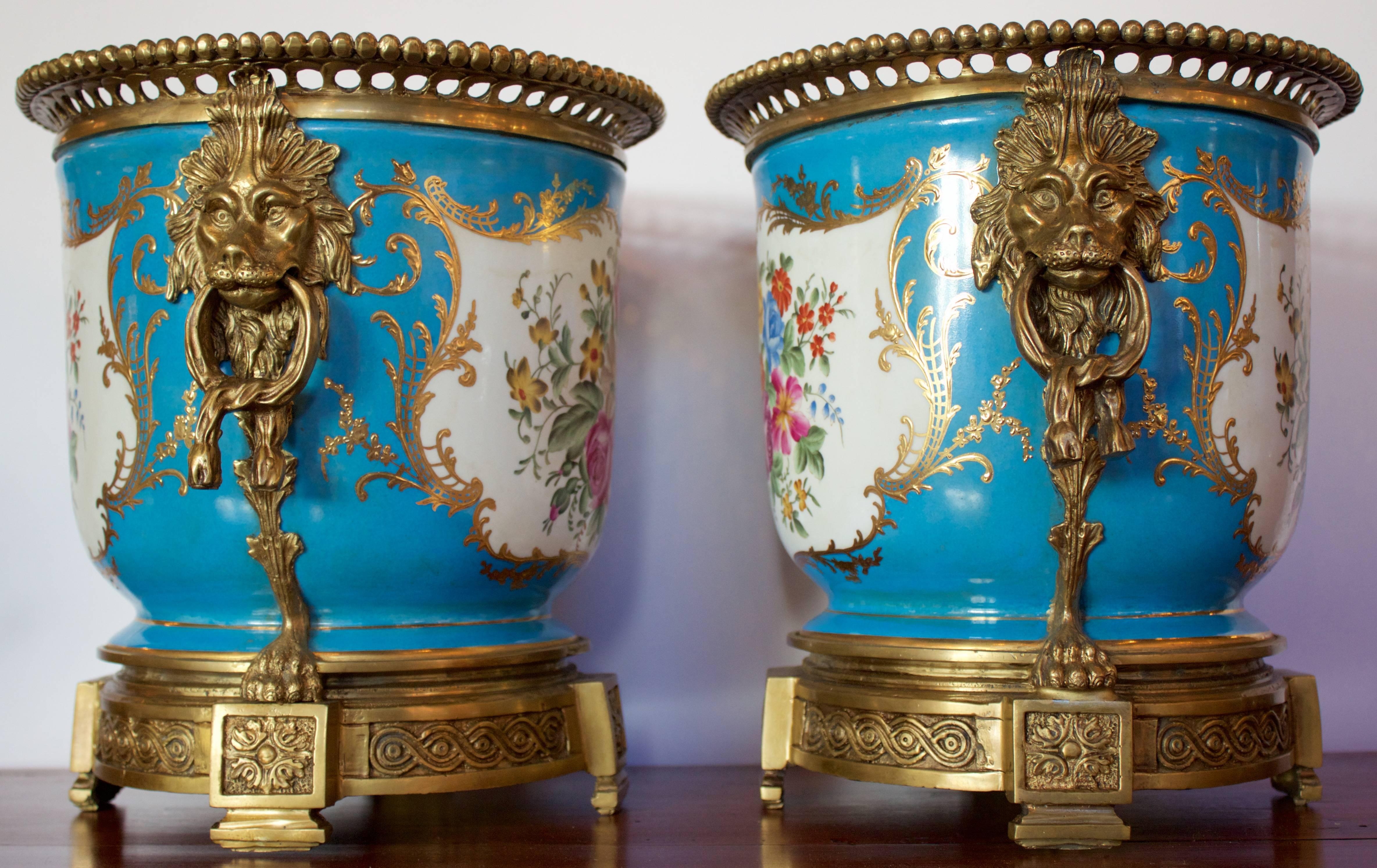 Napoleon III Sevres Style Bronze-Mounted Porcelain 