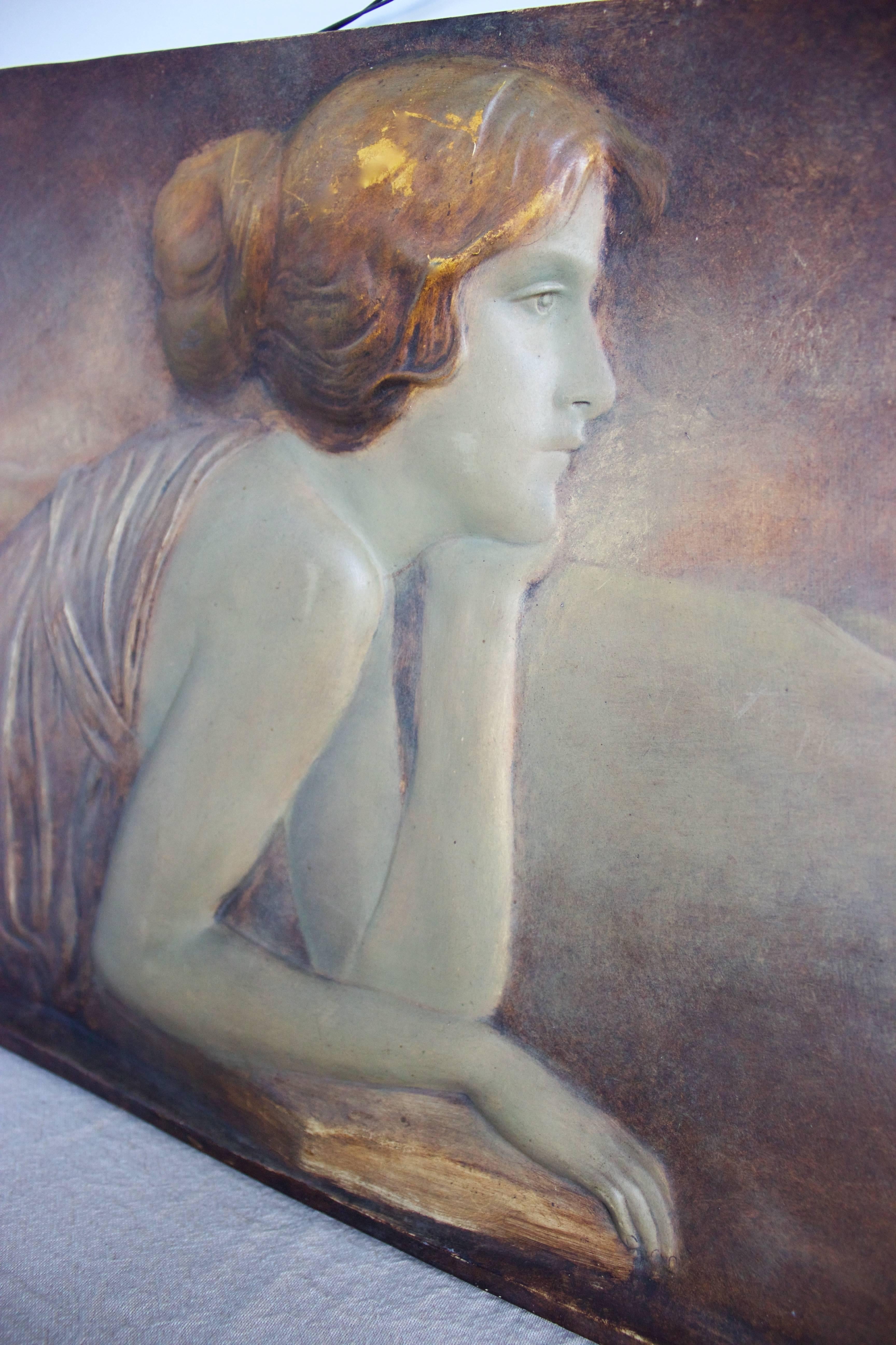 Austrian Art Deco Ceramic Bas-Relief by Montenave and Goldscheider