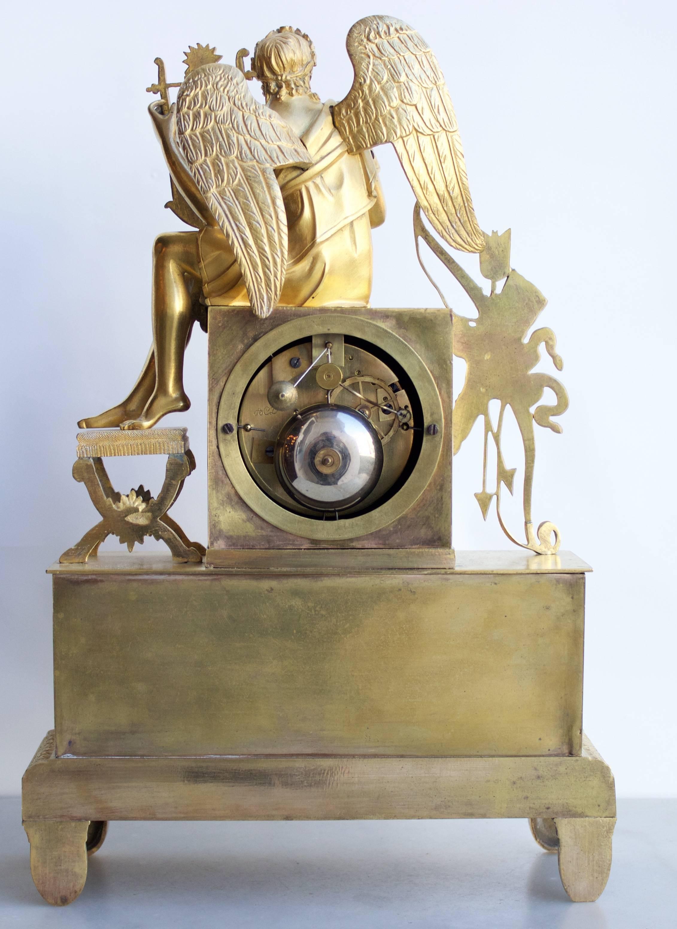 French Directoire Ormolu Bronze Clock For Sale 2