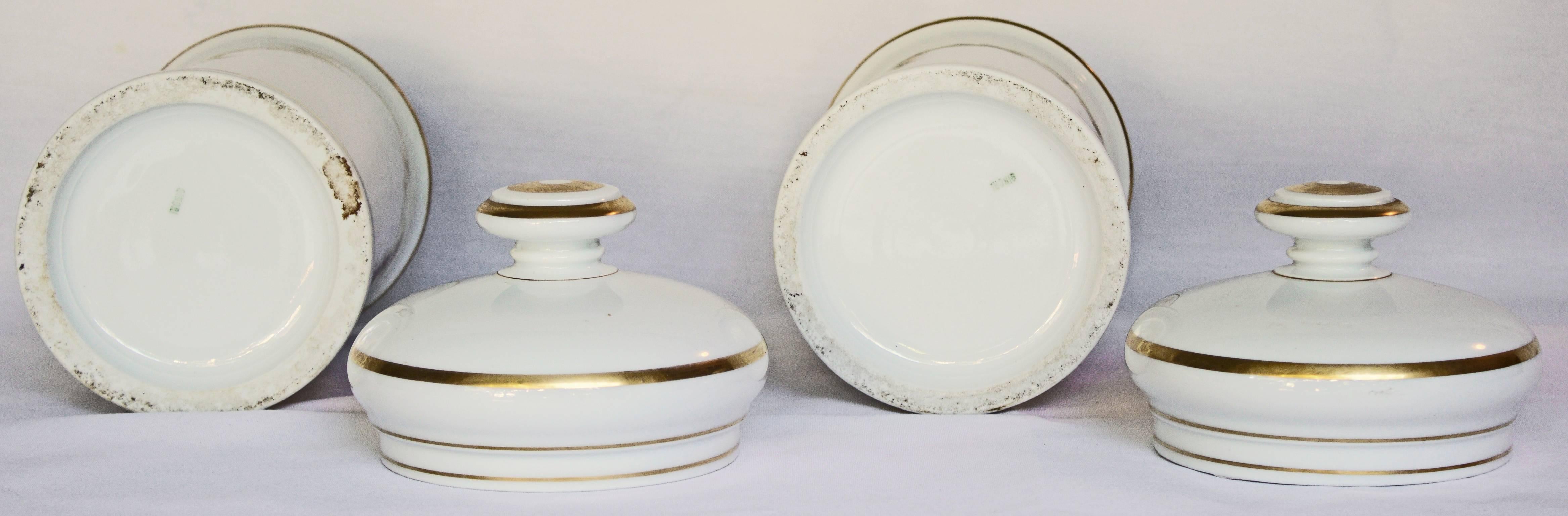 Italian Pair of 19th Century Porcelain Apothecary Jars