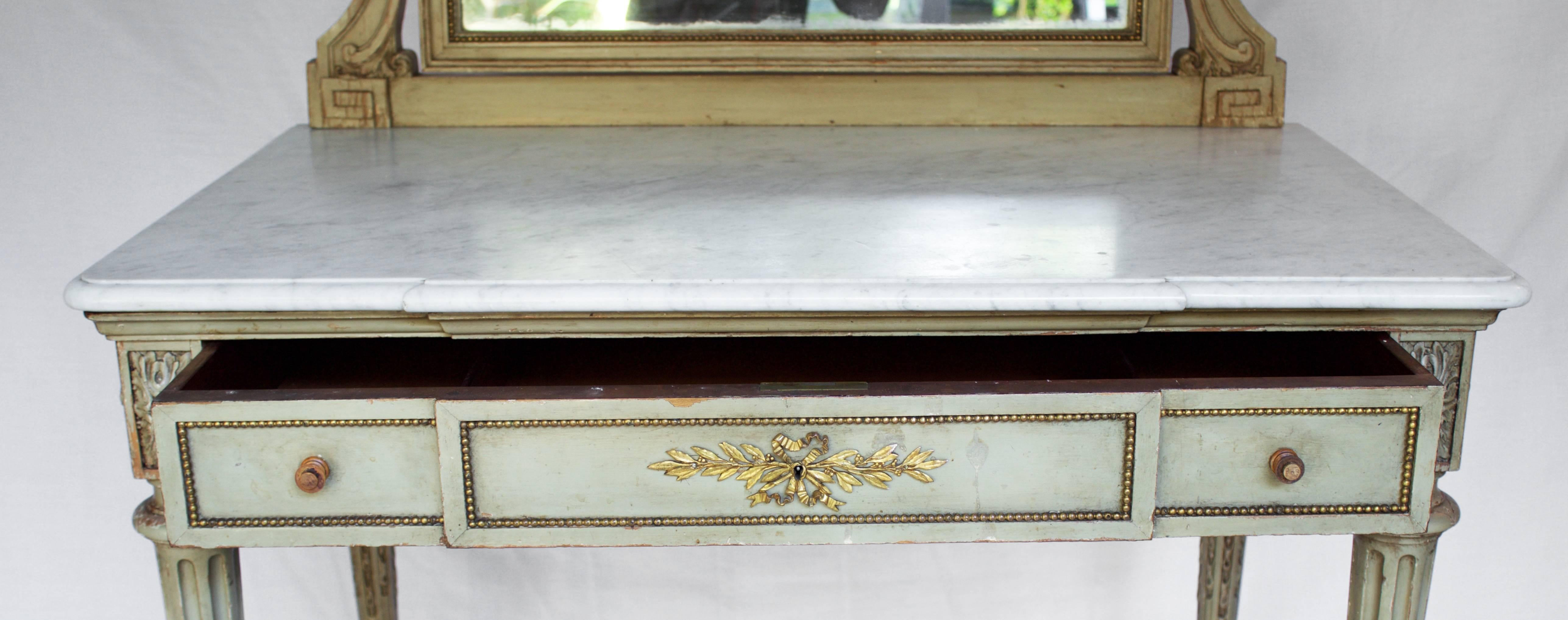 Hand-Crafted 19th Century Paint Decorated Louis XVI Style Vanity For Sale