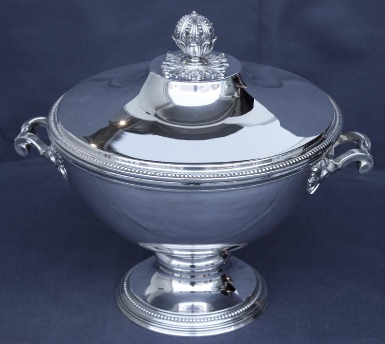 French Large Silver Soup Tureen by Tetard Freres For Sale at 1stDibs