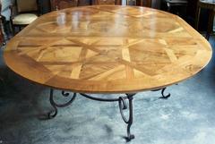 French Walnut Parquet Top Oval or Round Dining Table