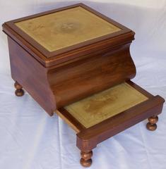 19th Century Bedside Commode with Retractable Wooden Step Stool