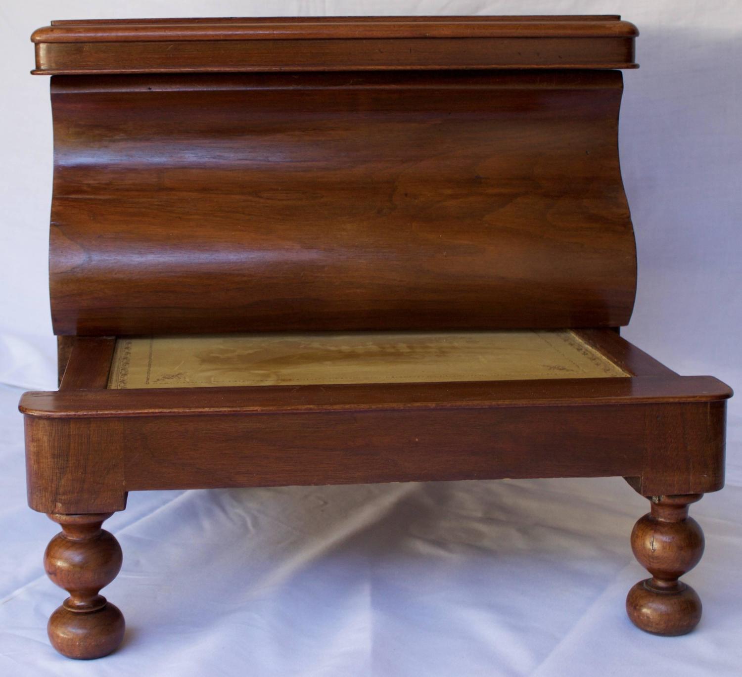19th Century Bedside Commode with Retractable Wooden Step Stool For
