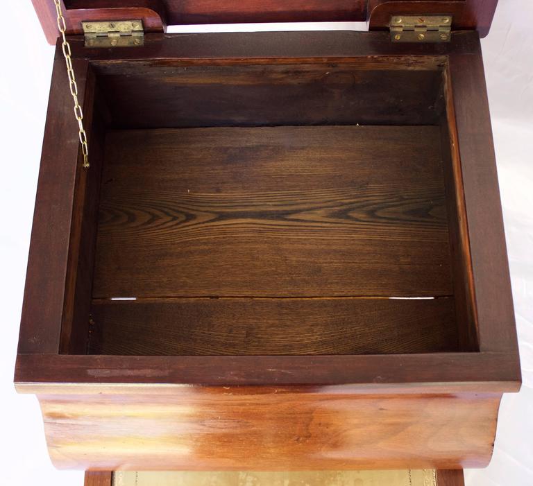 19th Century Bedside Commode with Retractable Wooden Step Stool For