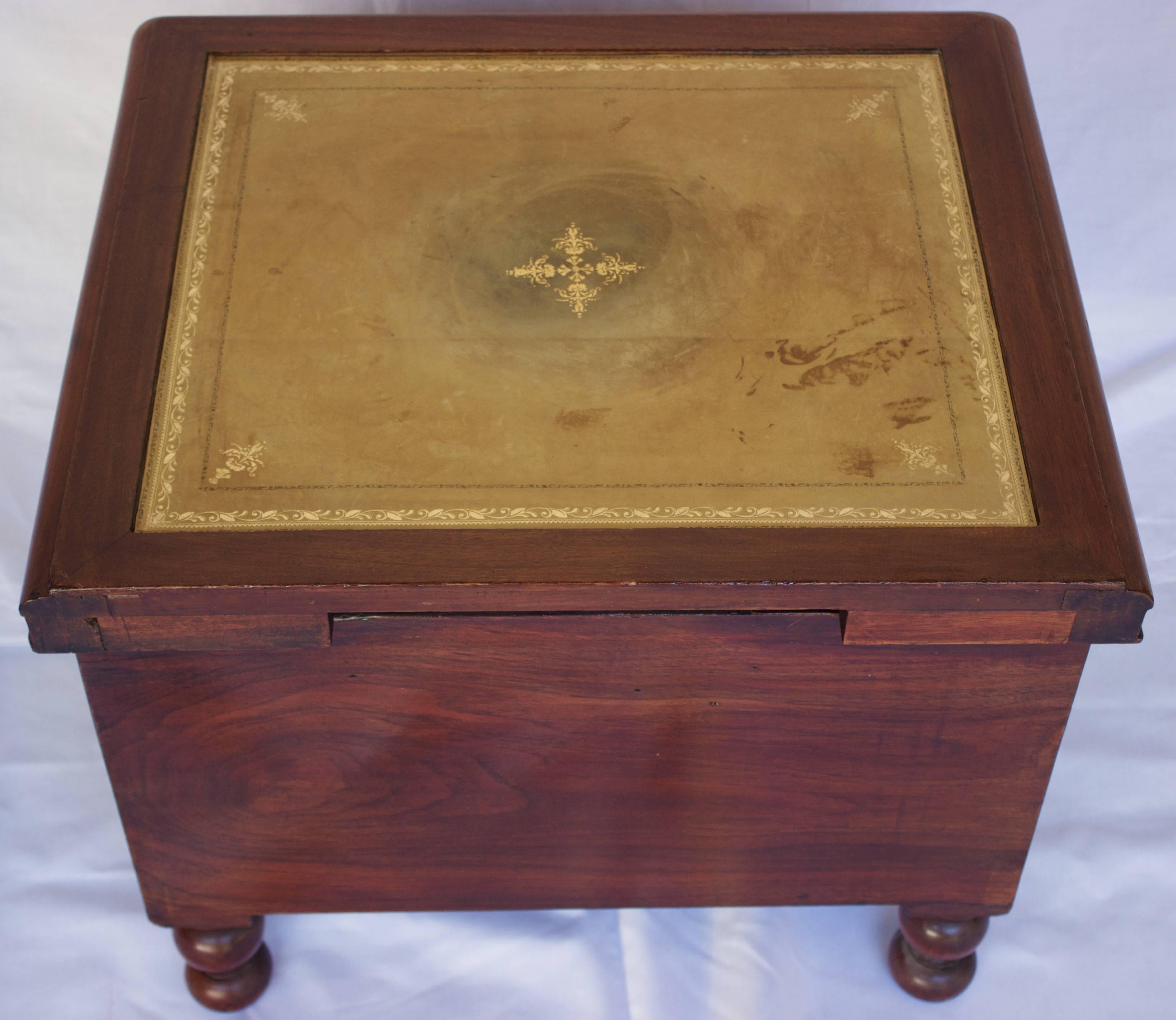Mid-19th Century 19th Century Bedside Commode with Retractable Wooden Step Stool For Sale